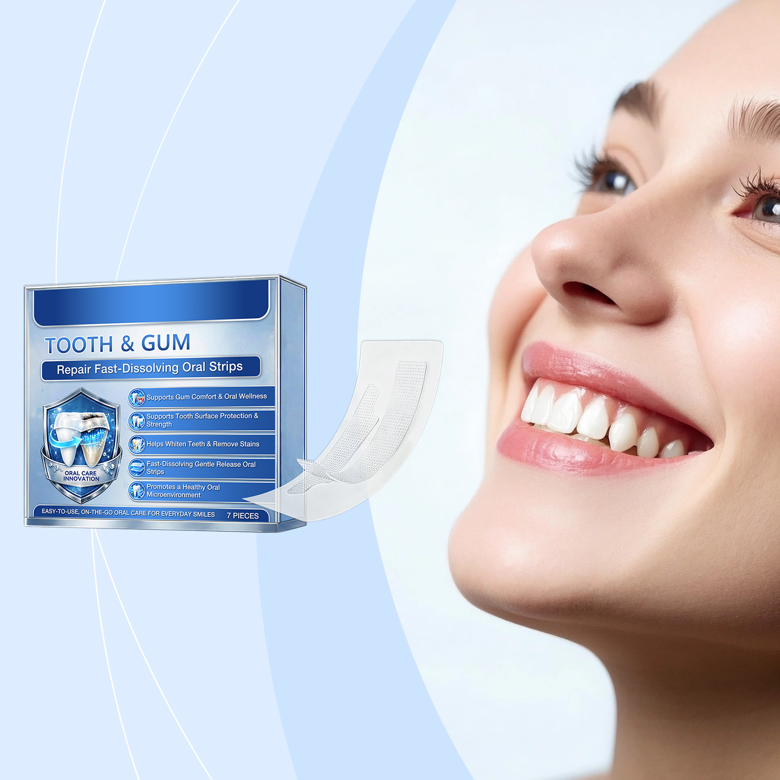 Clean Teeth Strips Daily Care Gentle Cleansing Comfortable Fit Tooth Stain Removal Bright Smile Oral Care Soft Dental Surface Whitening