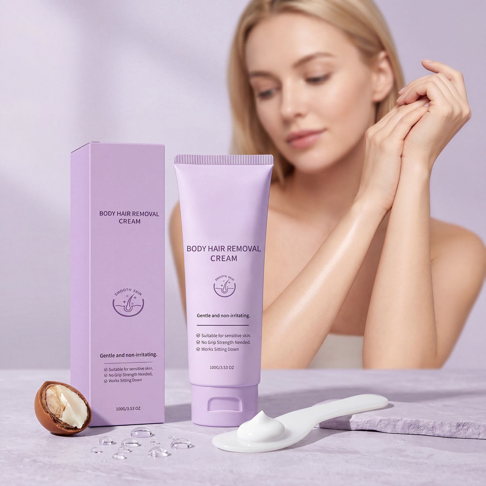 Smooth Skin Hair Removal Cream Mild Ingredients Moist Comfort Silky Fresh Delicate Soft Body Skin