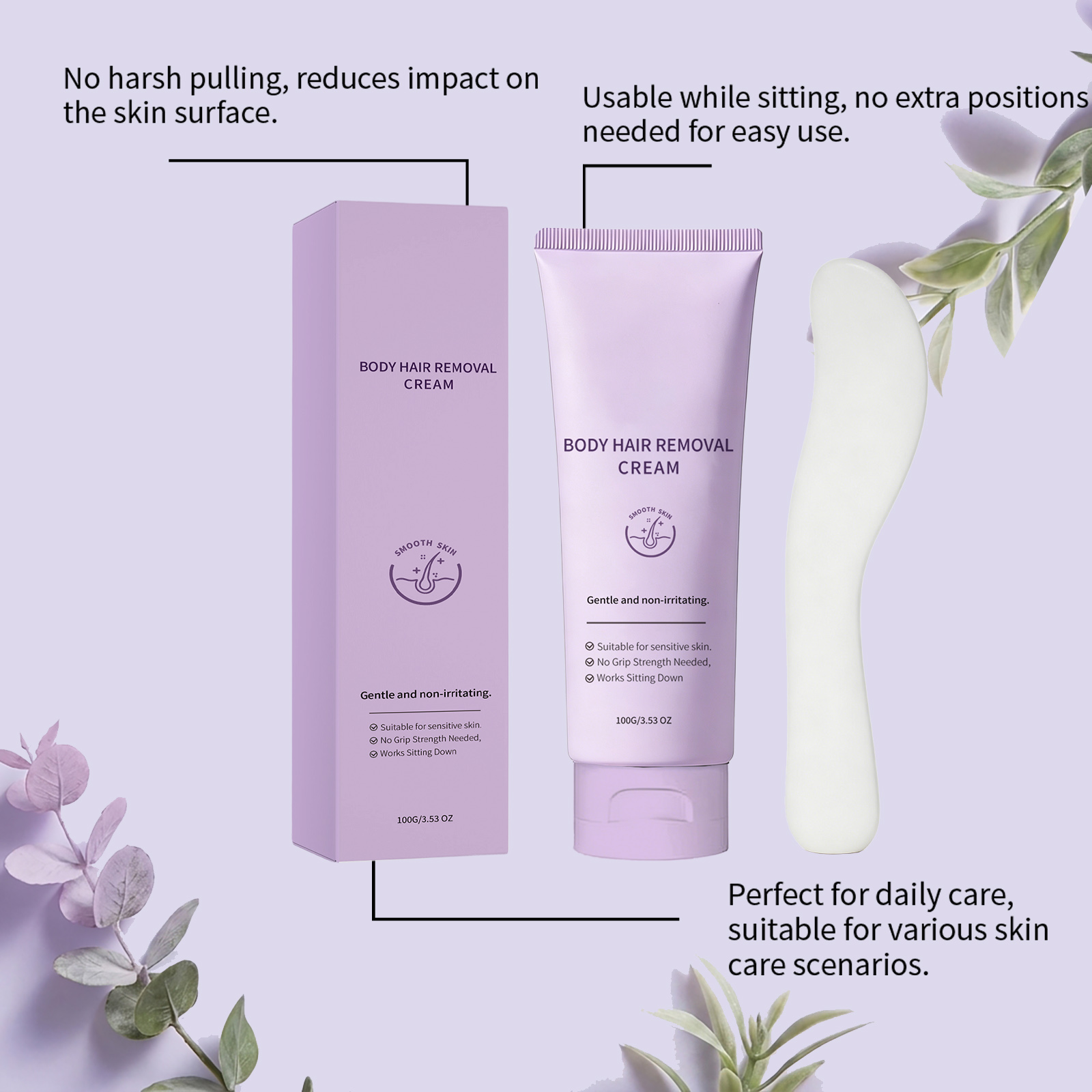 Smooth Skin Hair Removal Cream Mild Ingredients Moist Comfort Silky Fresh Delicate Soft Body Skin