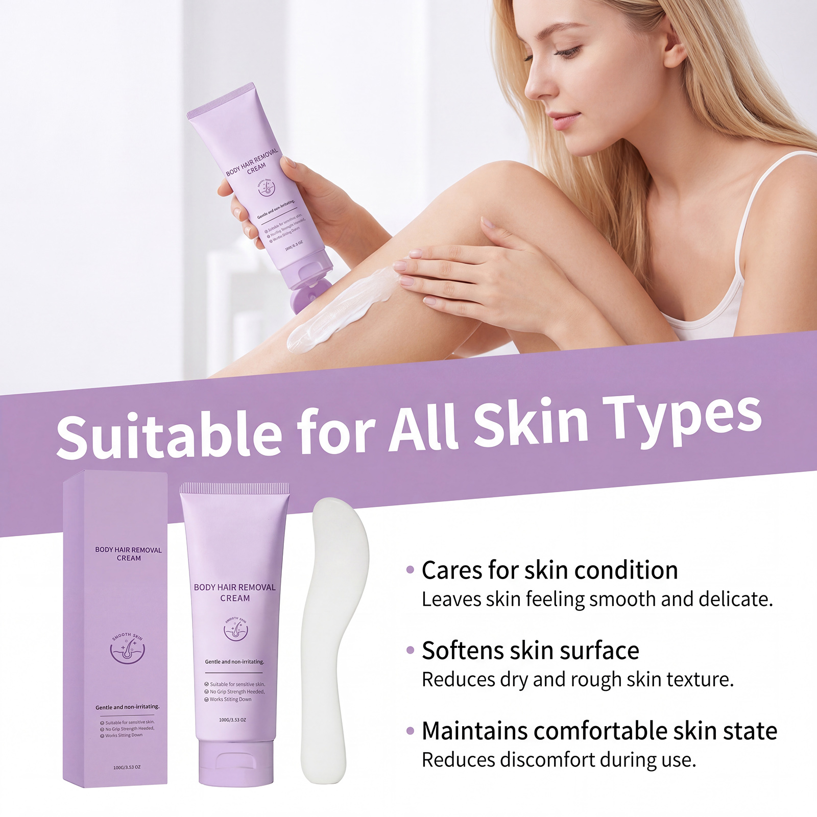 Smooth Skin Hair Removal Cream Mild Ingredients Moist Comfort Silky Fresh Delicate Soft Body Skin