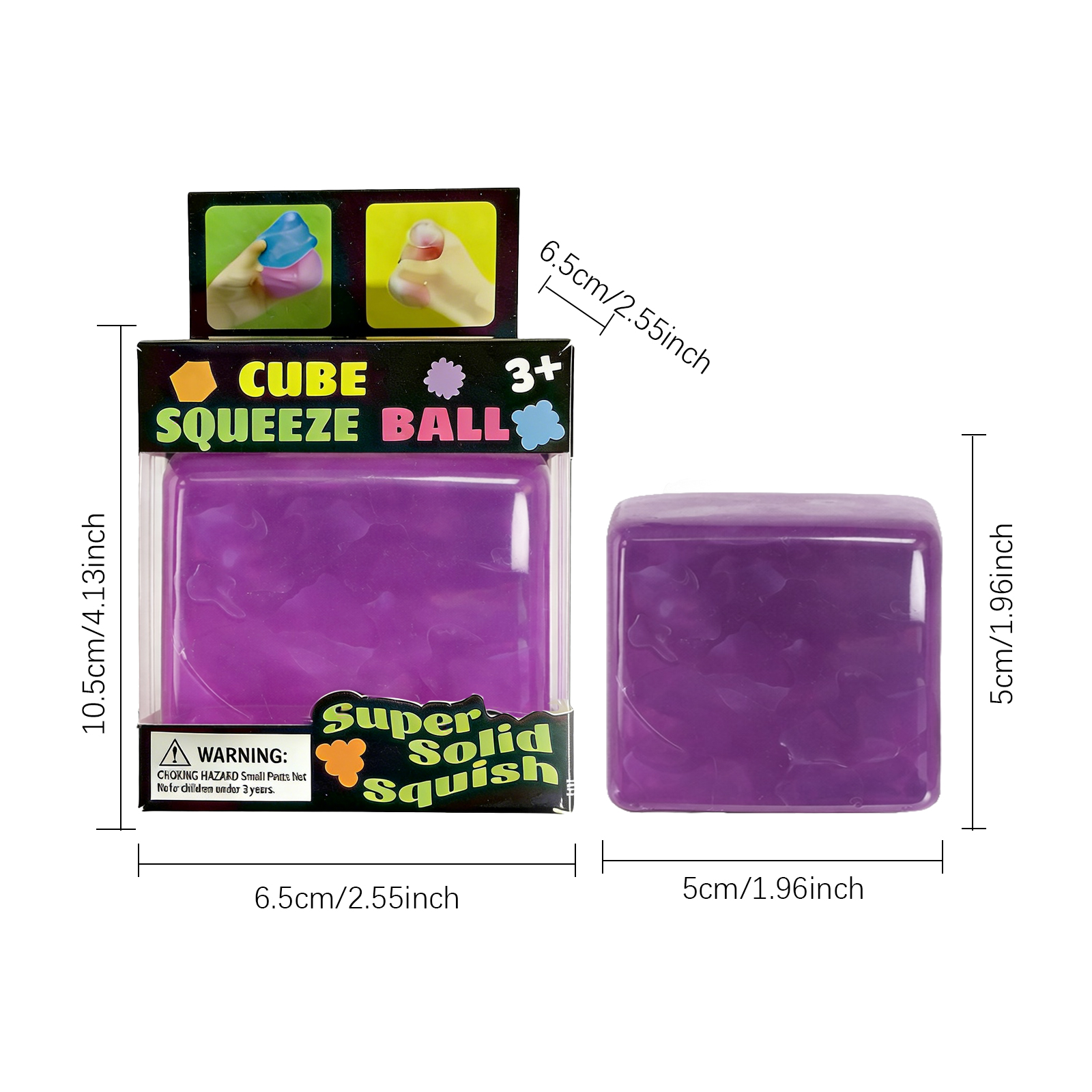 (Purple) Mini Ice Cube Blue Stress Relief Squishy Fingertip Sensory Portable Leisure Small Play Item For Daily Fun Pastime