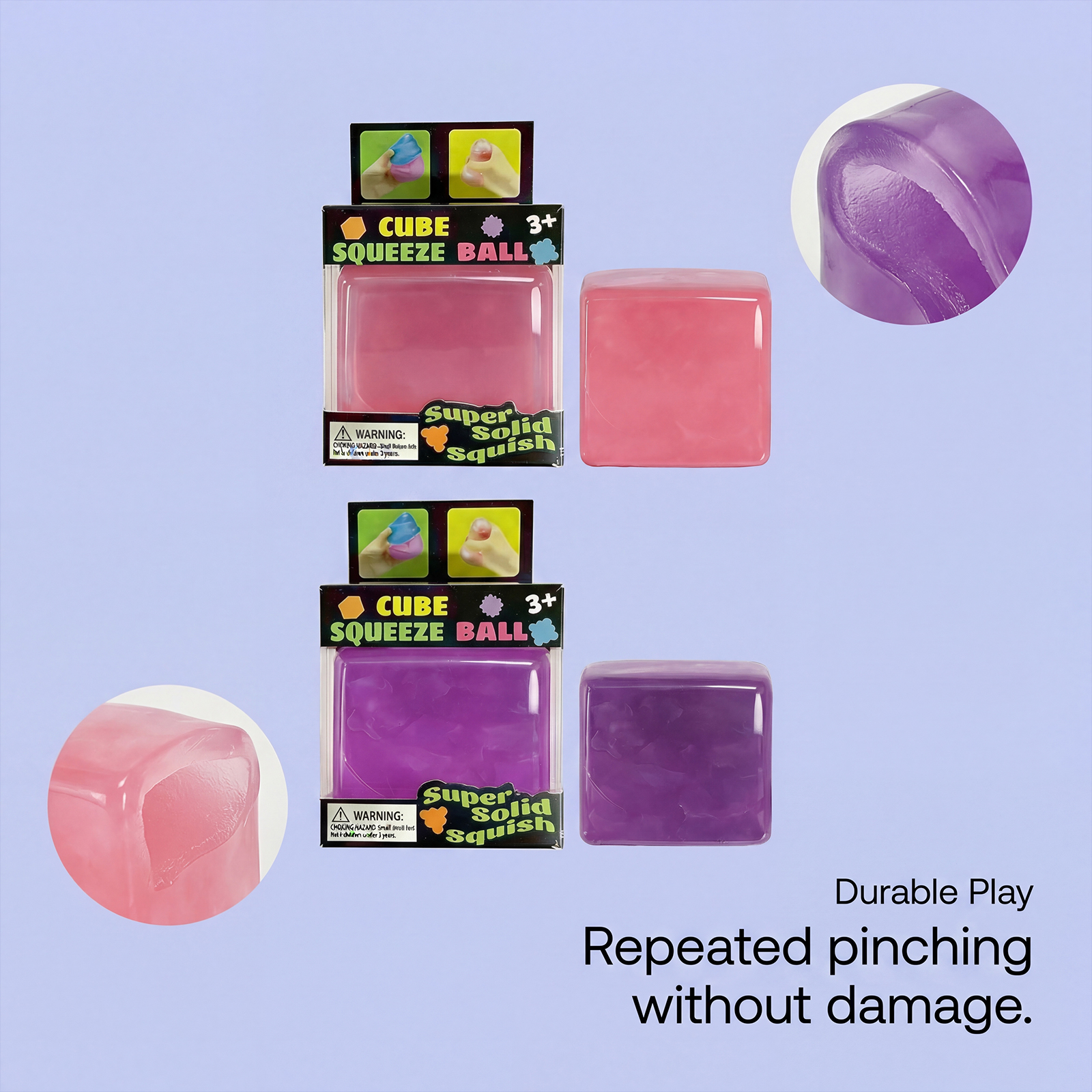 (Purple) Mini Ice Cube Blue Stress Relief Squishy Fingertip Sensory Portable Leisure Small Play Item For Daily Fun Pastime