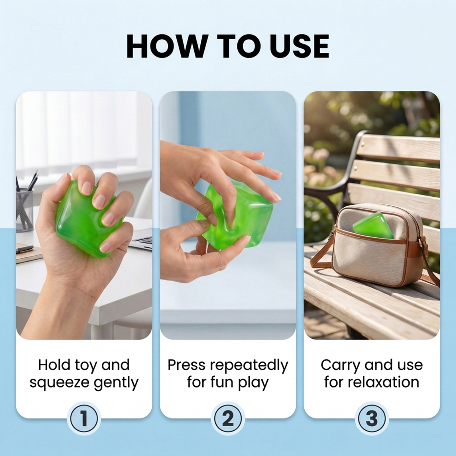 (Green) Mini Ice Cube Blue Stress Relief Squishy Fingertip Sensory Portable Leisure Small Play Item For Daily Fun Pastime