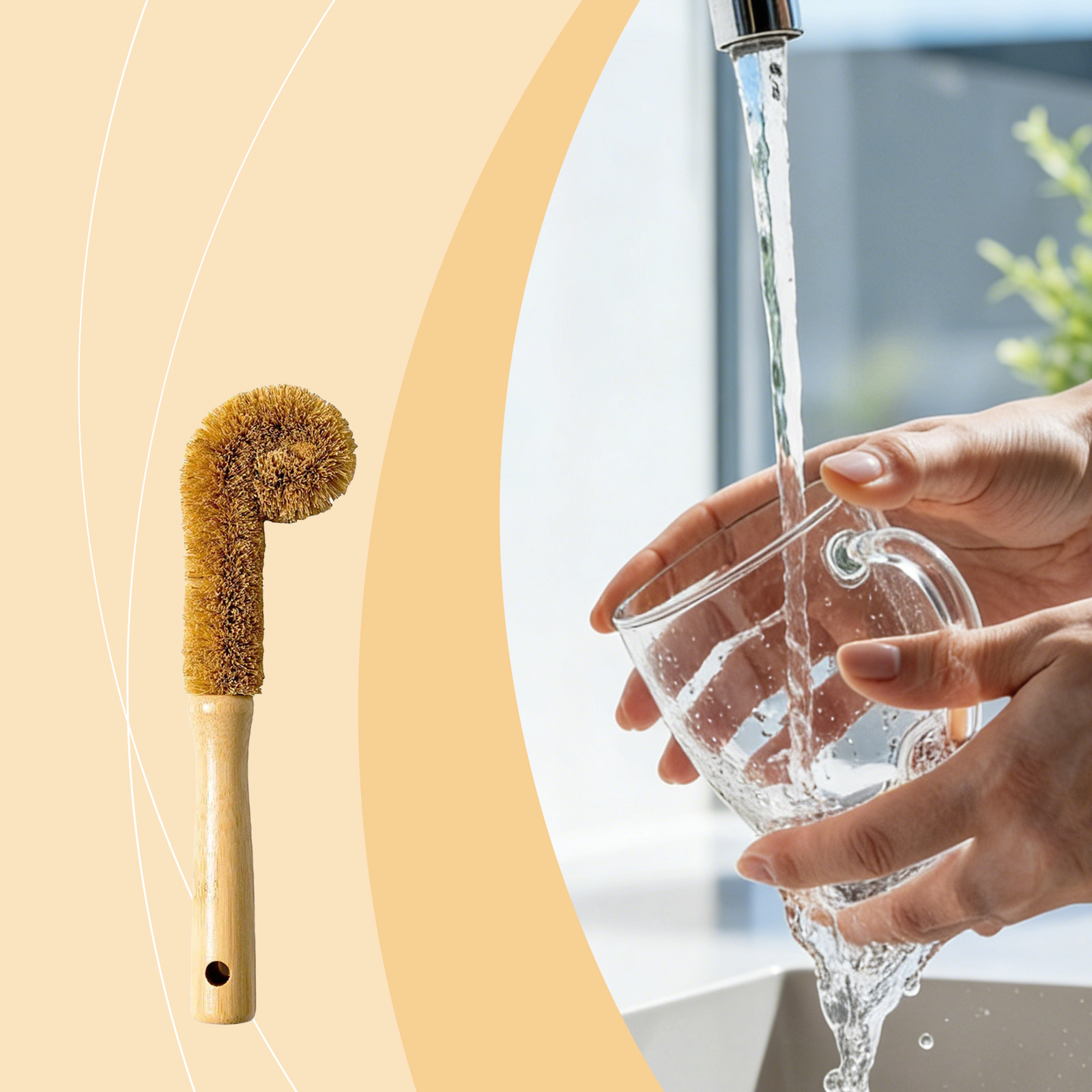Bamboo Bottle Brush Coconut Fiber Bendable Hanging Portable Head For Baby Feeder Household Daily Use Tool