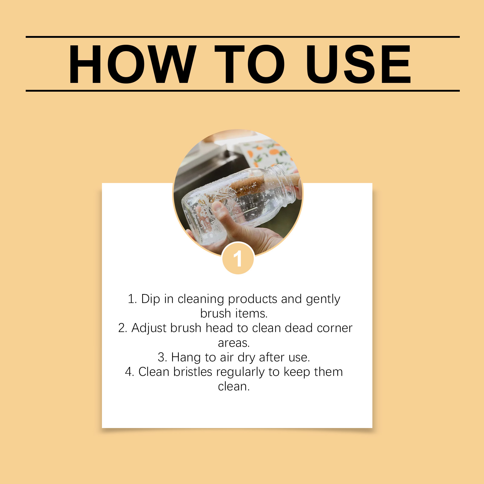 Bamboo Bottle Brush Coconut Fiber Bendable Hanging Portable Head For Baby Feeder Household Daily Use Tool