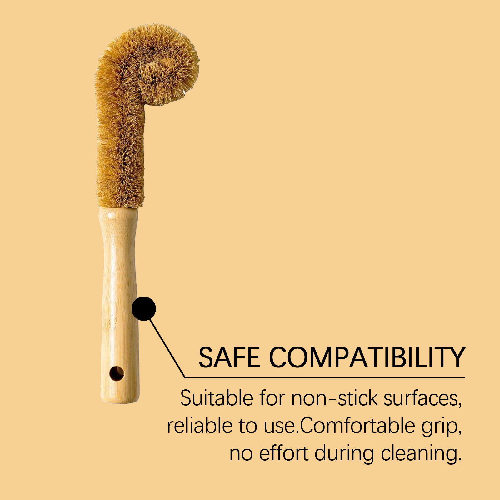 Bamboo Bottle Brush Coconut Fiber Bendable Hanging Portable Head For Baby Feeder Household Daily Use Tool