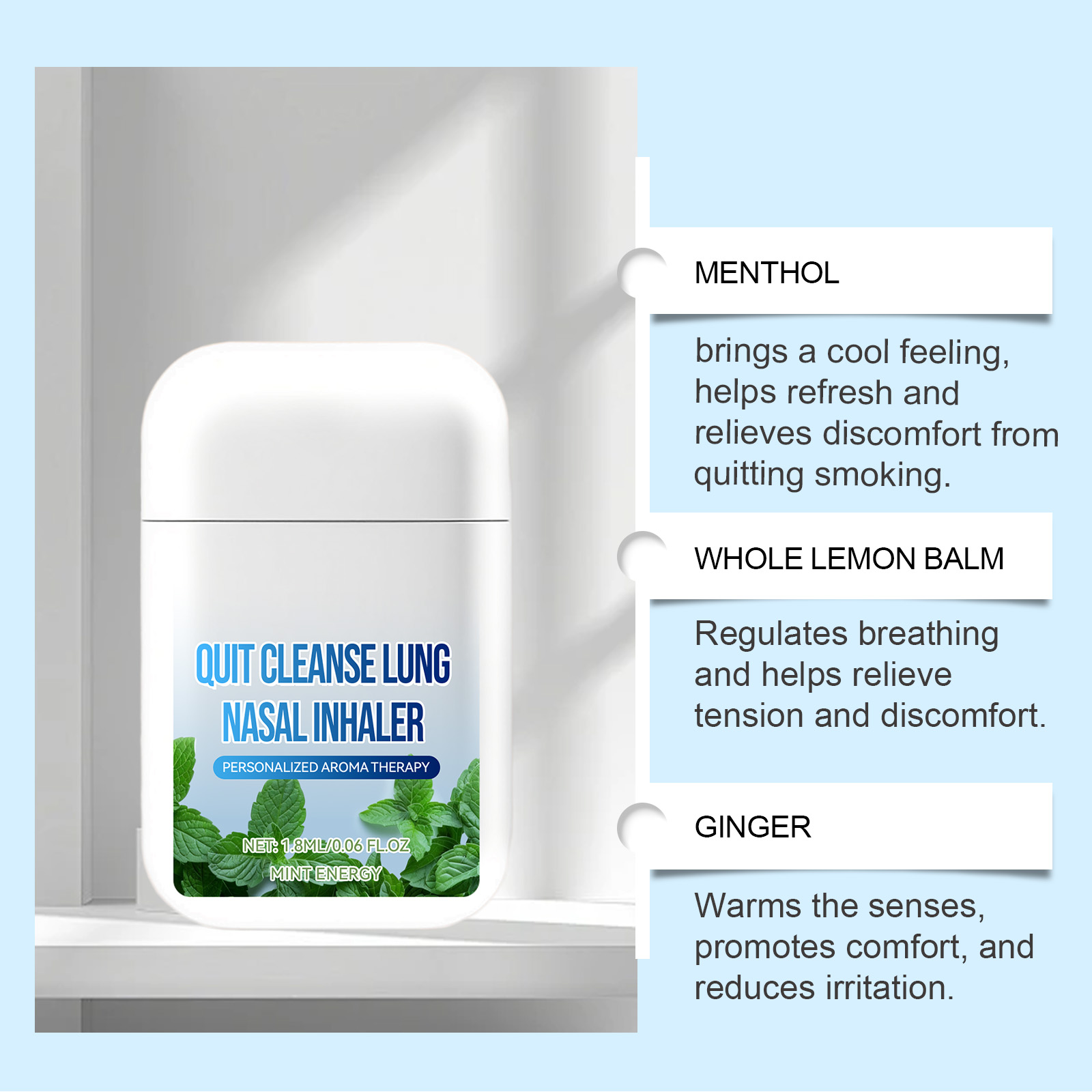 Mint Nasal Inhaler Mild Care Nourish Body Soft Refreshing Portable Daily Fresh Nursing Tool