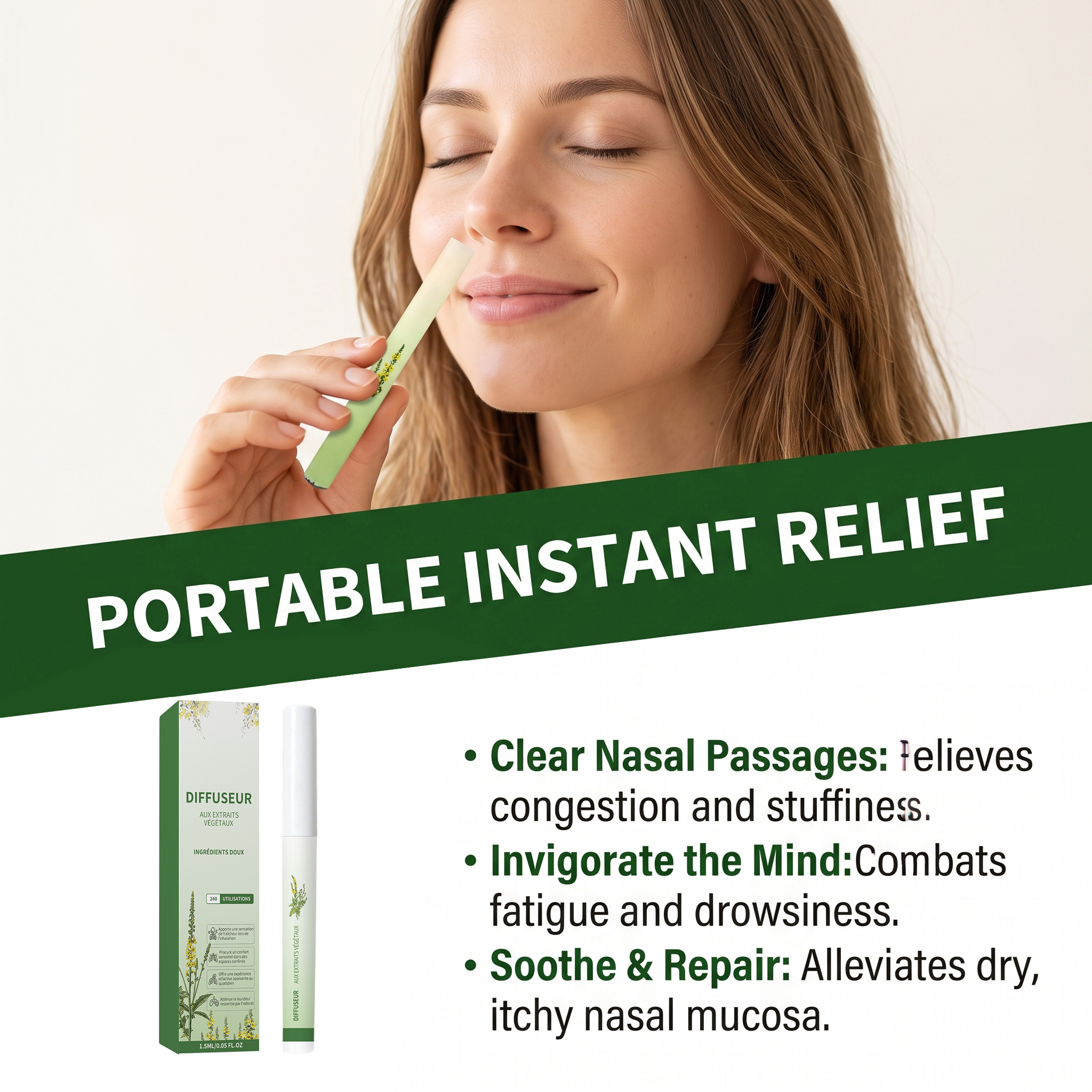 Mild Herb Scent Inhalation Stick Natural Plant Ingredients Moisturize Protect Daily Body Portable Care Item