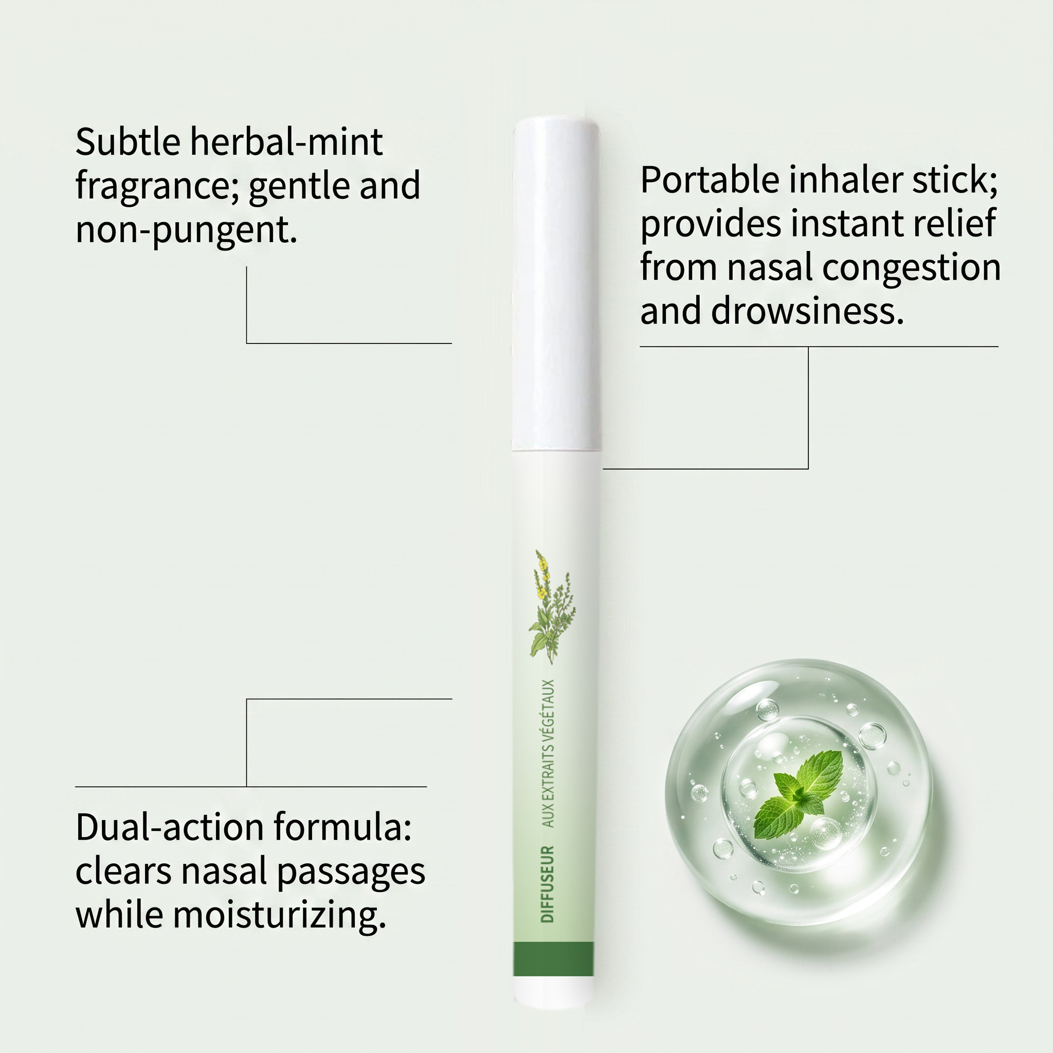 Mild Herb Scent Inhalation Stick Natural Plant Ingredients Moisturize Protect Daily Body Portable Care Item