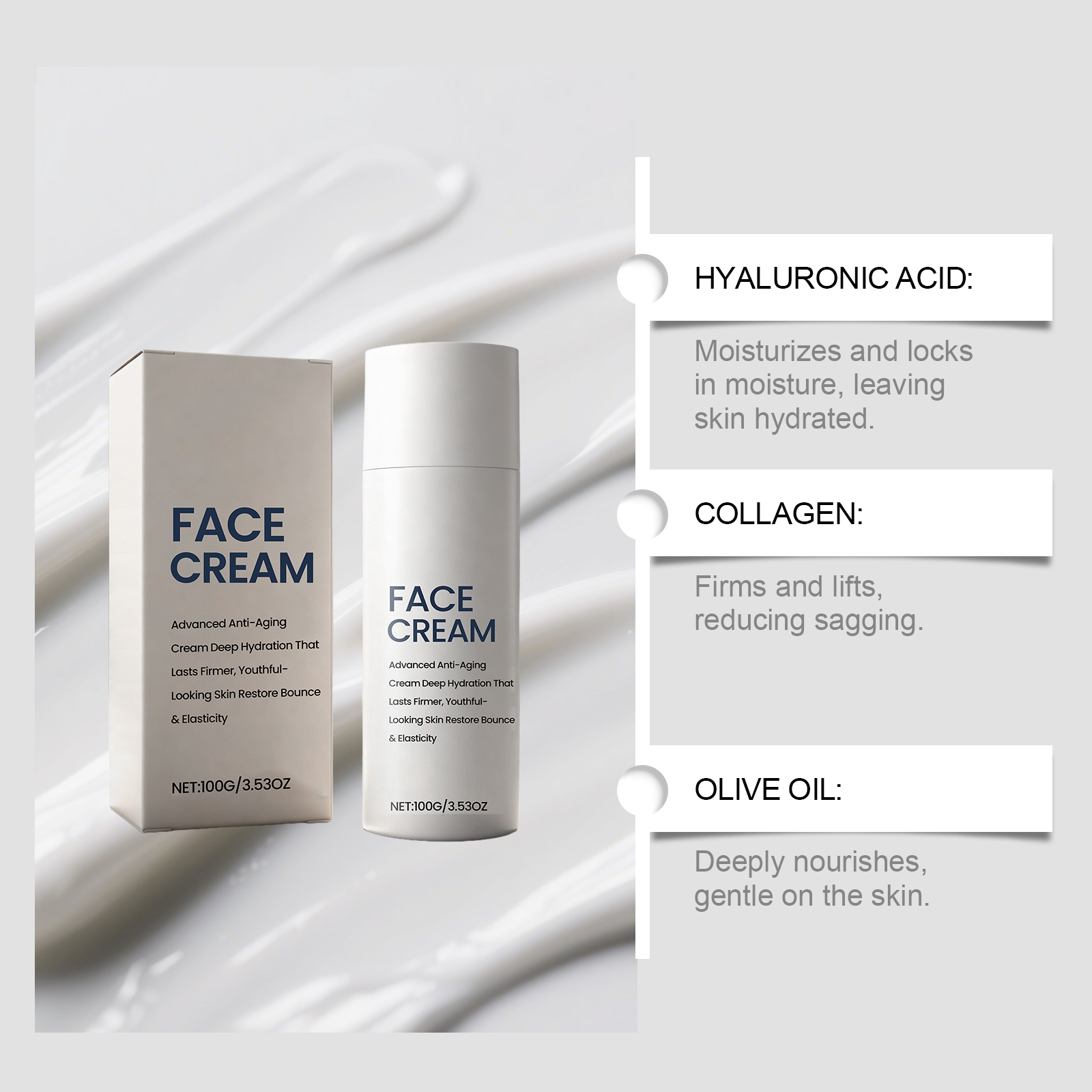 Nourishing Moisturizing Facial Cream Mild Formula Hydrating Smoothing Skin Daily Care Lotion