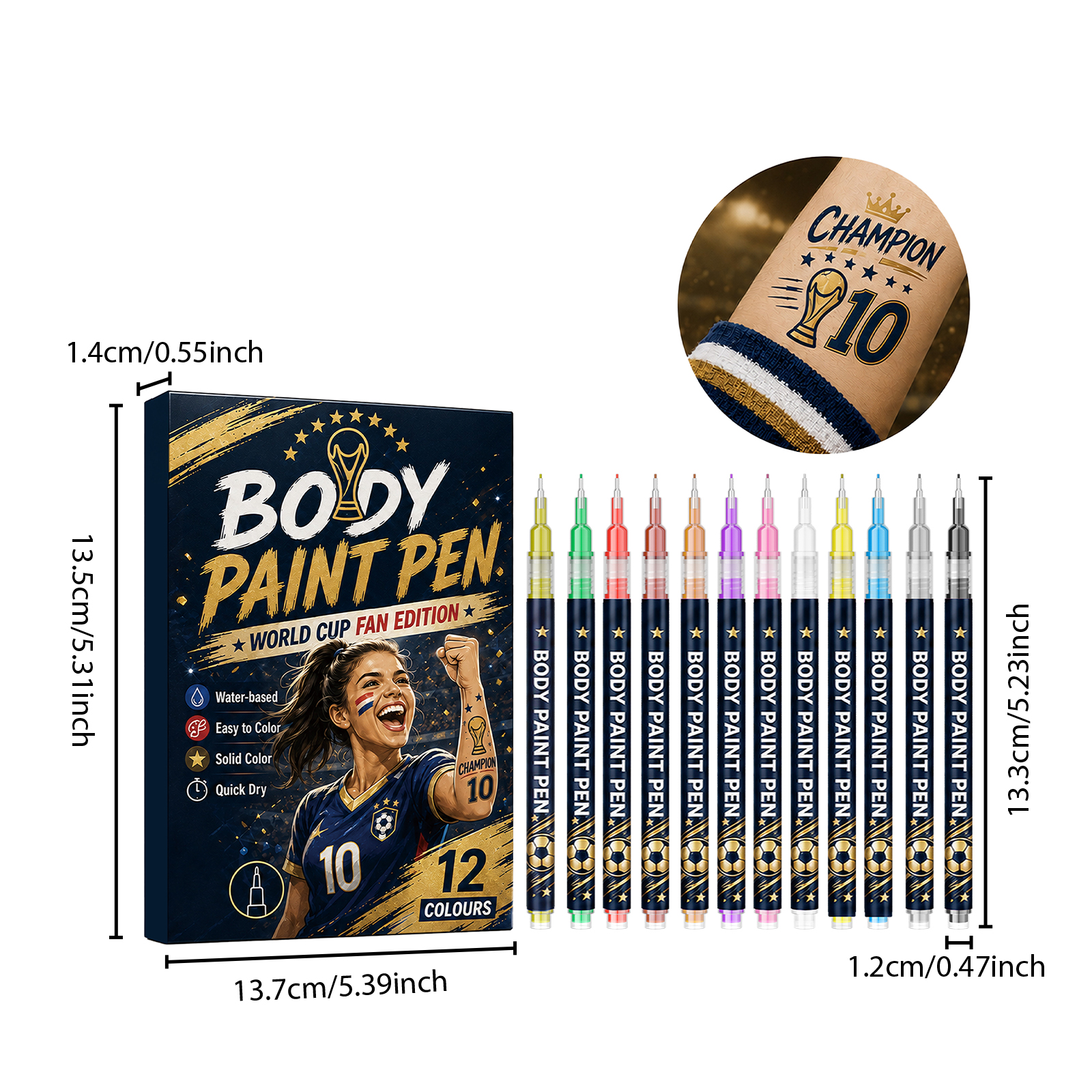 Body Paint Pen World Cup Themed Easy For Starters Rich Pigment Portable Multi Scene Usage