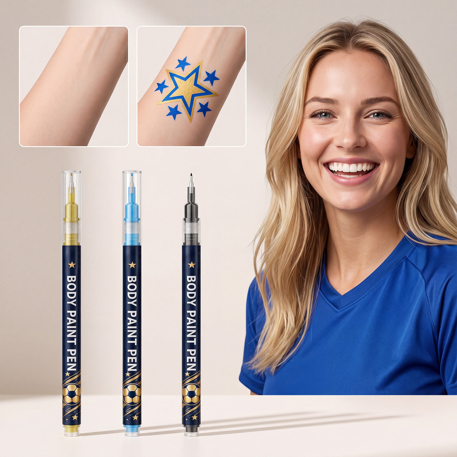 Body Paint Pen World Cup Themed Easy For Starters Rich Pigment Portable Multi Scene Usage