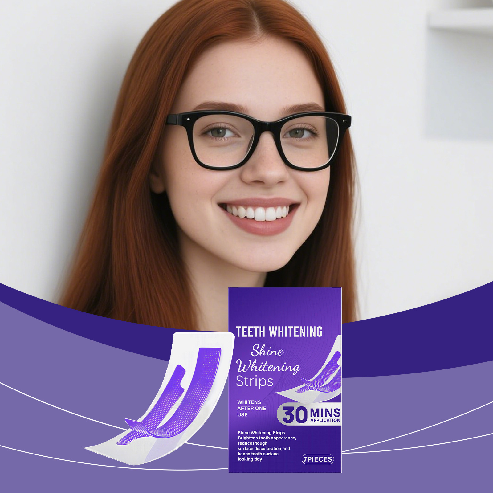 Purple Brightening Care Dental Strips For Daily Oral Teeth Surface Whitening Home Treatment