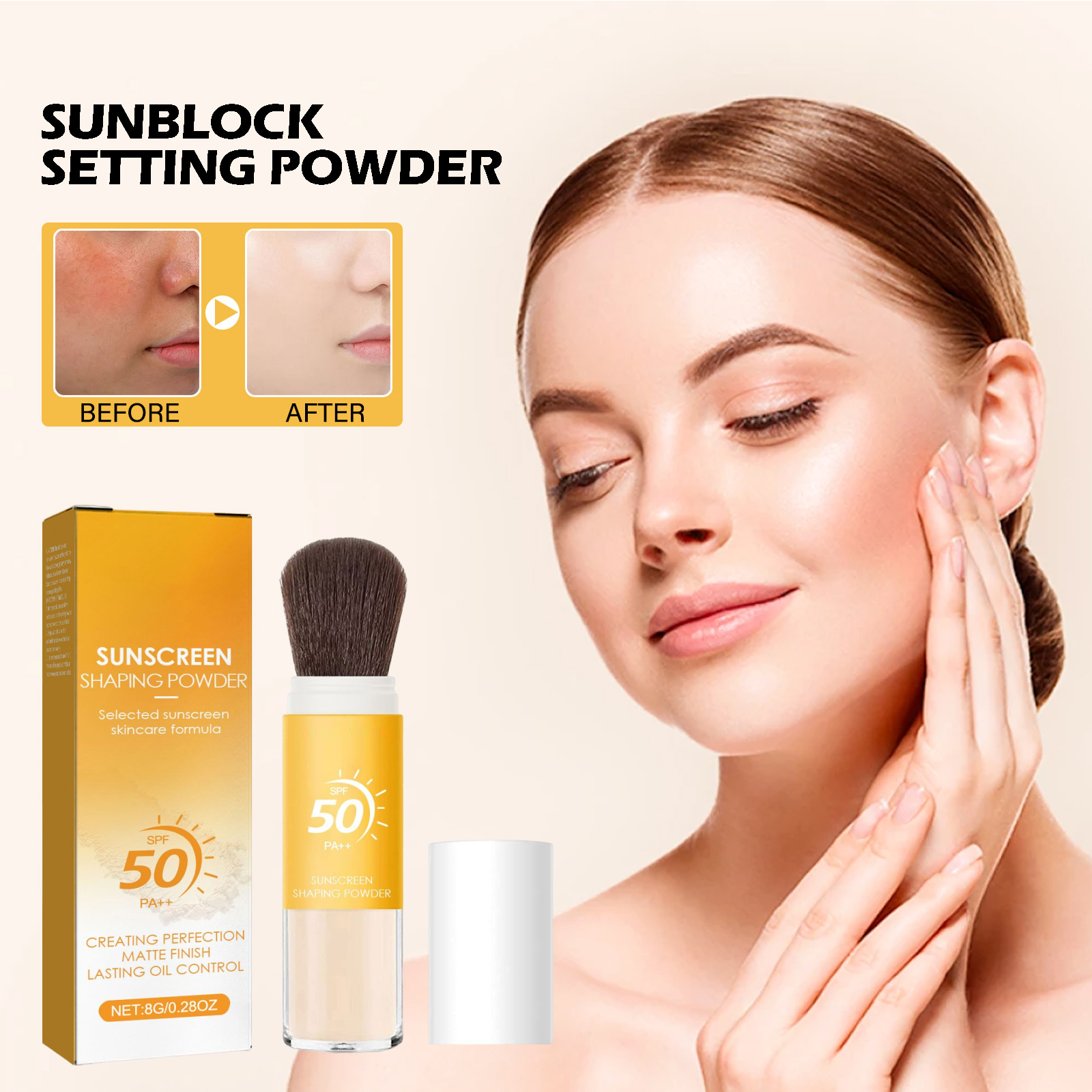 Sun Protection Setting Powder Daily Makeup Natural Light Breathable Makeup Oil Control Long Lasting Anti Fading