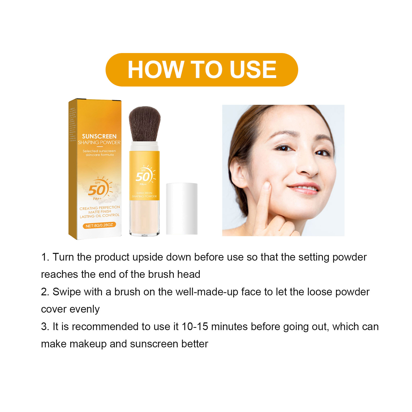 Sun Protection Setting Powder Daily Makeup Natural Light Breathable Makeup Oil Control Long Lasting Anti Fading