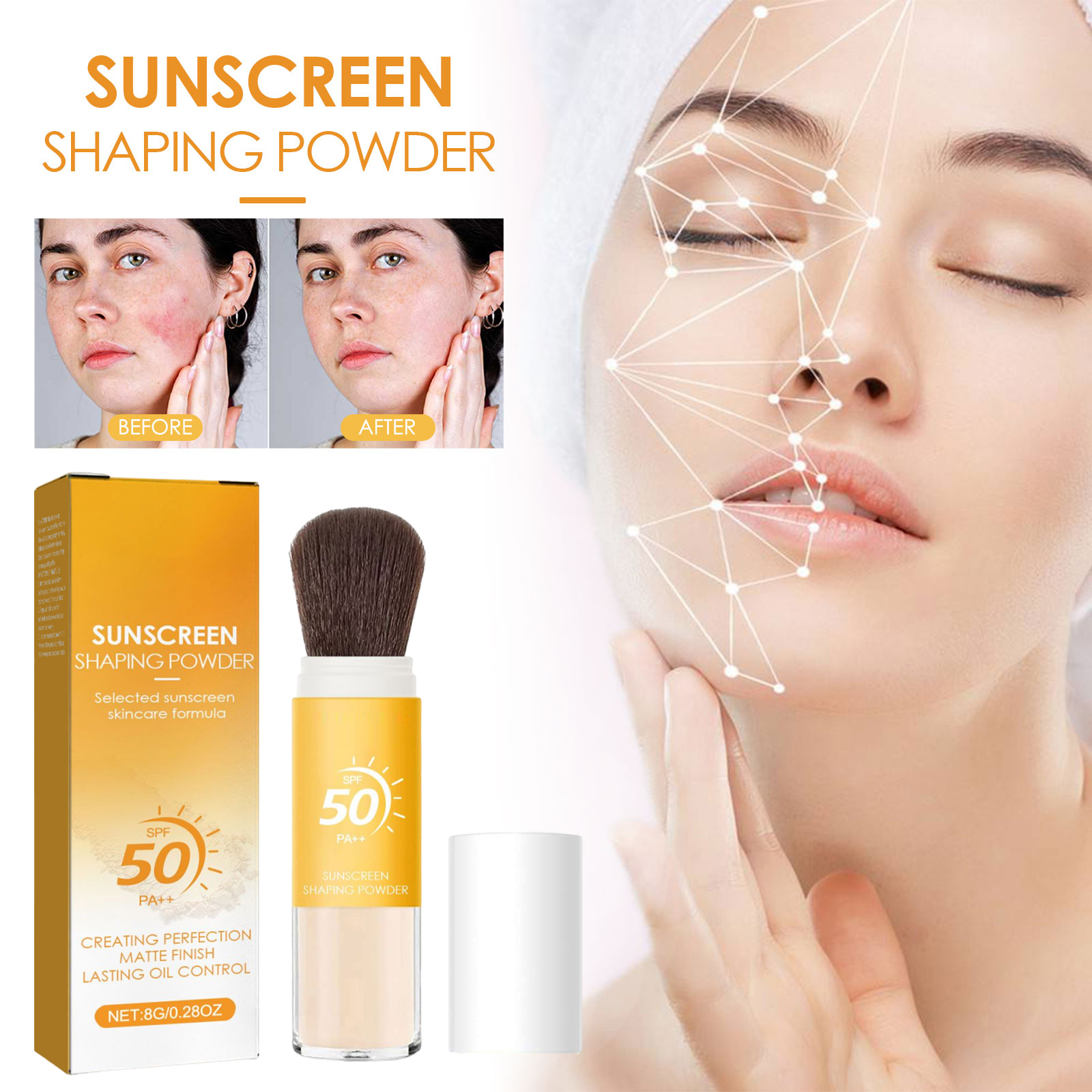 Sun Protection Setting Powder Daily Makeup Natural Light Breathable Makeup Oil Control Long Lasting Anti Fading