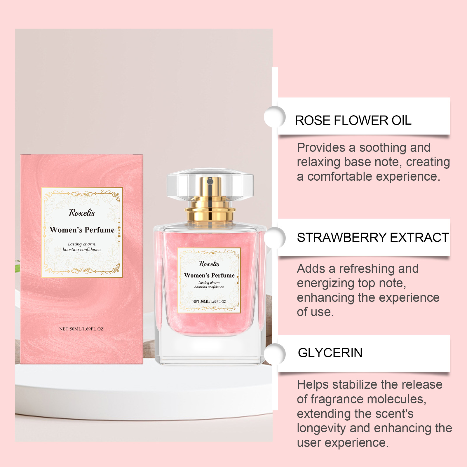 Rich Rose Perfume Charming Elegant Fragrance Unique Scent Long Lasting Layered Aroma Spray