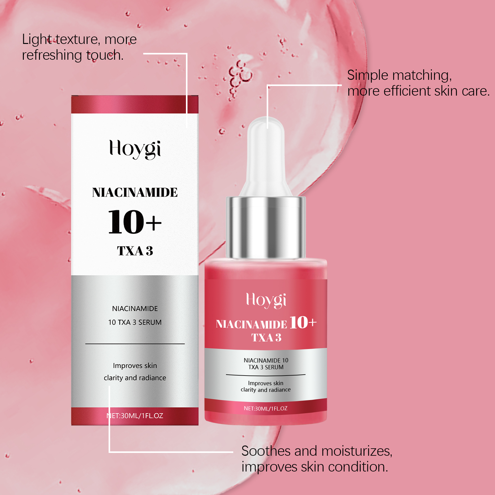 Hyaluronic Acid Brightening Essence Moisturizing Nourishing Deep Hydrating Firming Improve Facial Skin Tone
