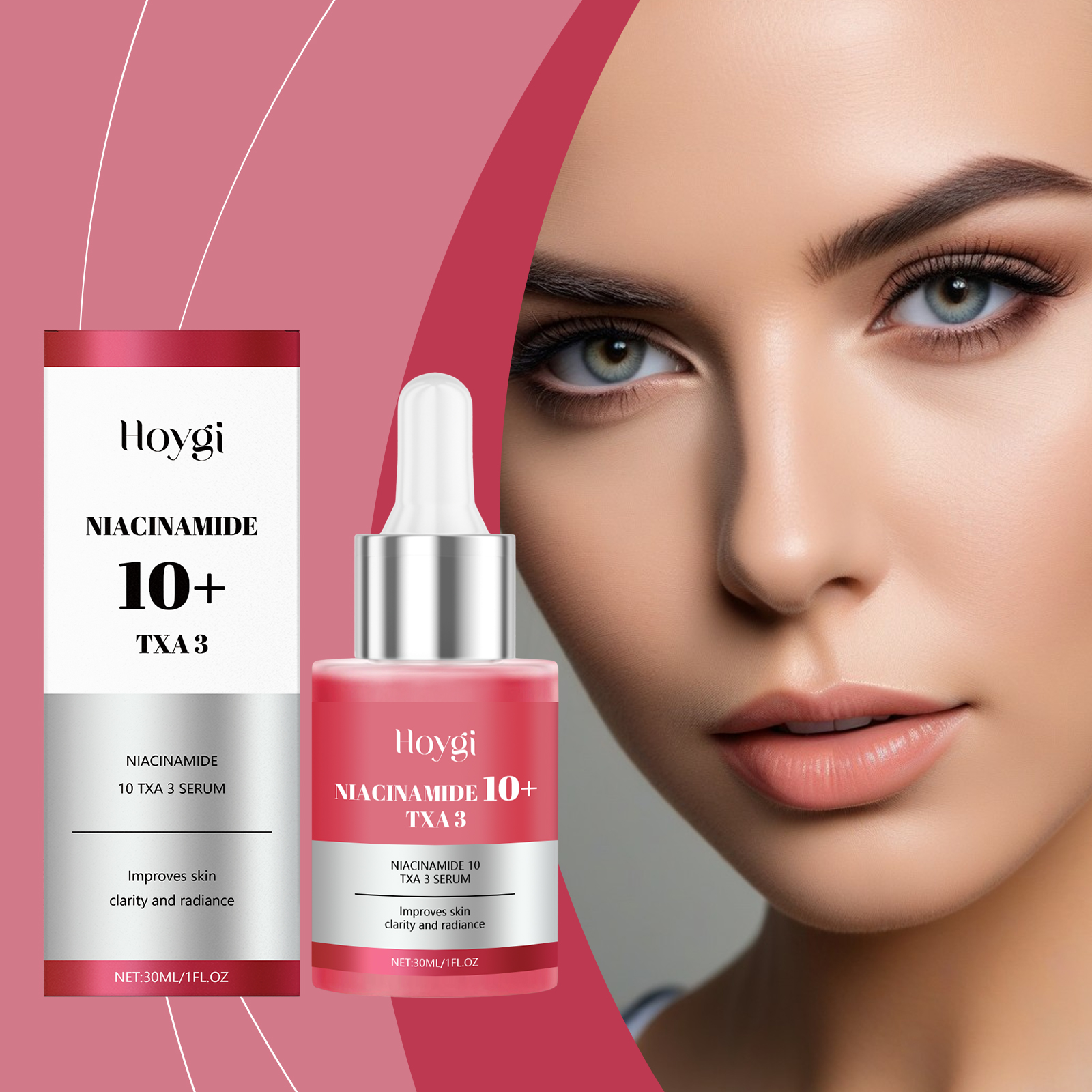 Hyaluronic Acid Brightening Essence Moisturizing Nourishing Deep Hydrating Firming Improve Facial Skin Tone