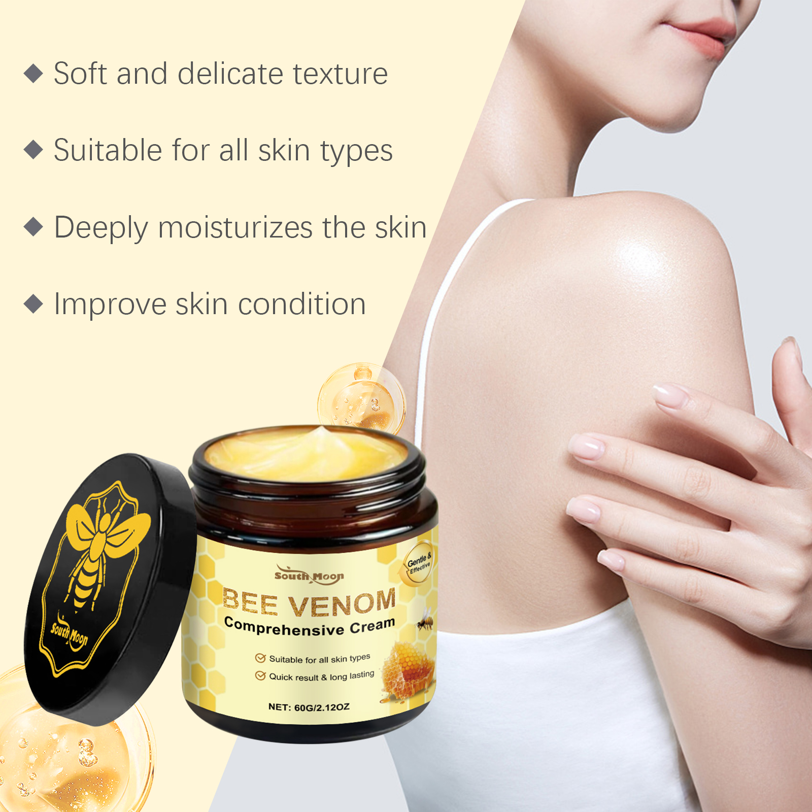 Bee Venom Skin Moisturizing Cream Gentle Hydrating Smooth Delicate Nourish Skin Daily Care Cream