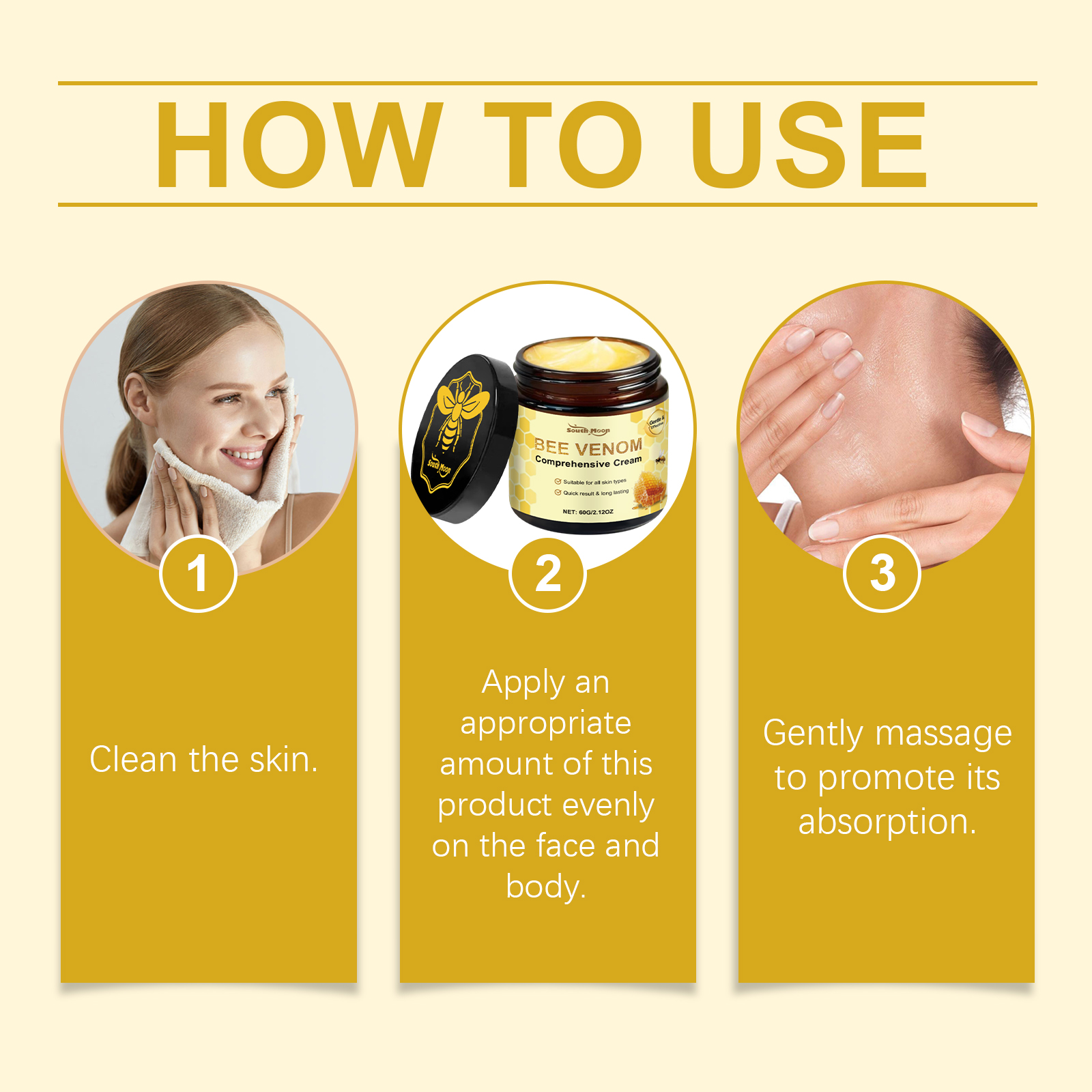 Bee Venom Skin Moisturizing Cream Gentle Hydrating Smooth Delicate Nourish Skin Daily Care Cream