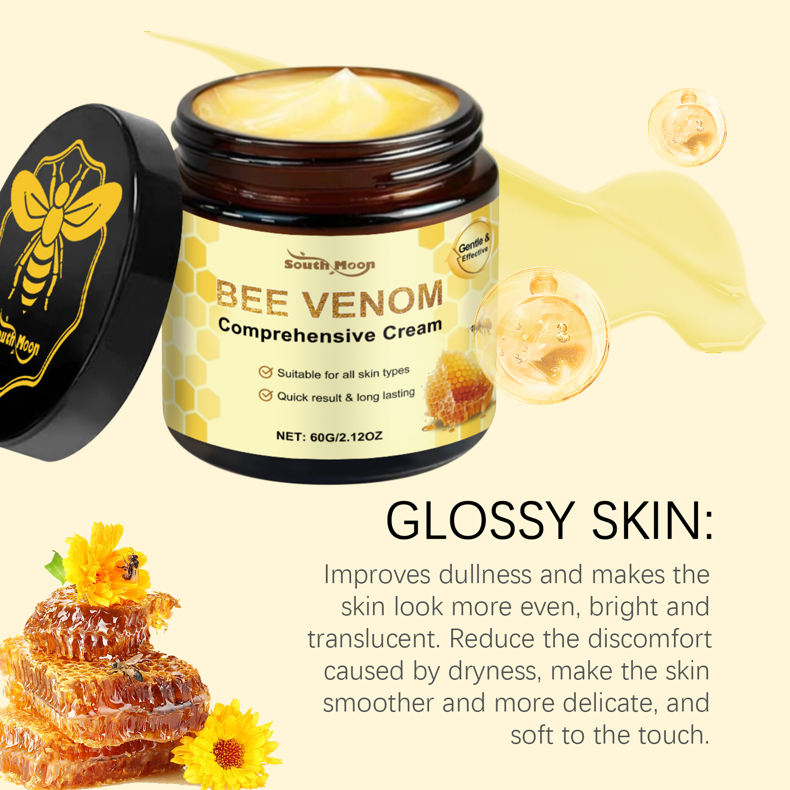 Bee Venom Skin Moisturizing Cream Gentle Hydrating Smooth Delicate Nourish Skin Daily Care Cream