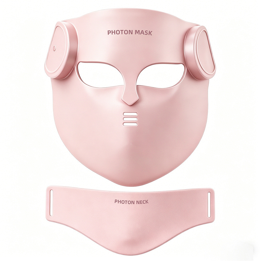 (Light Therapy Face Mask with Neck Pink) Facial Mask Red Light Therapy 8 Colors LED Face Mask Silicone Photon Infrared Therapy Mask for Reduce Wrinkle Acne Facial Care