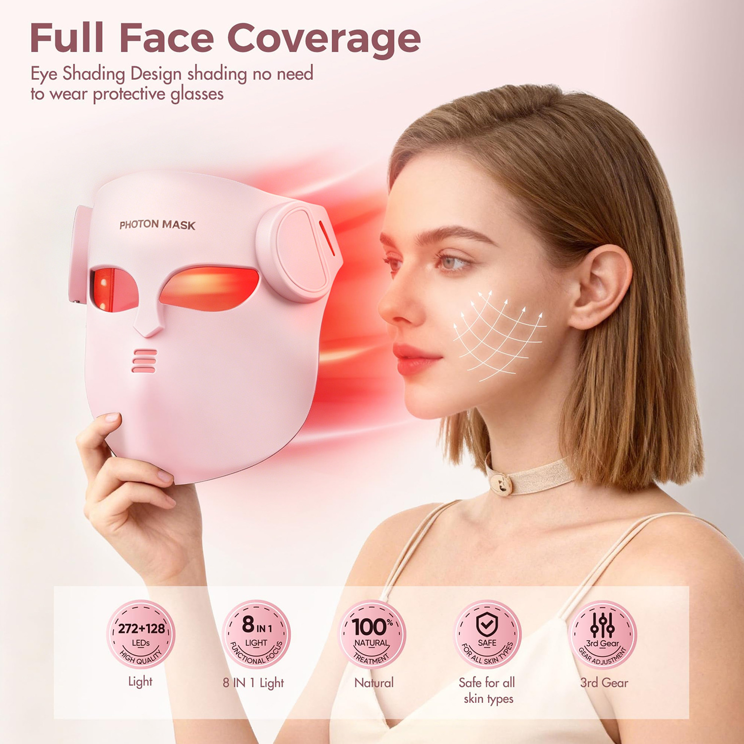(Light Therapy Face Mask Black) Facial Mask Red Light Therapy 8 Colors LED Face Mask Silicone Photon Infrared Therapy Mask for Reduce Wrinkle Acne Facial Care