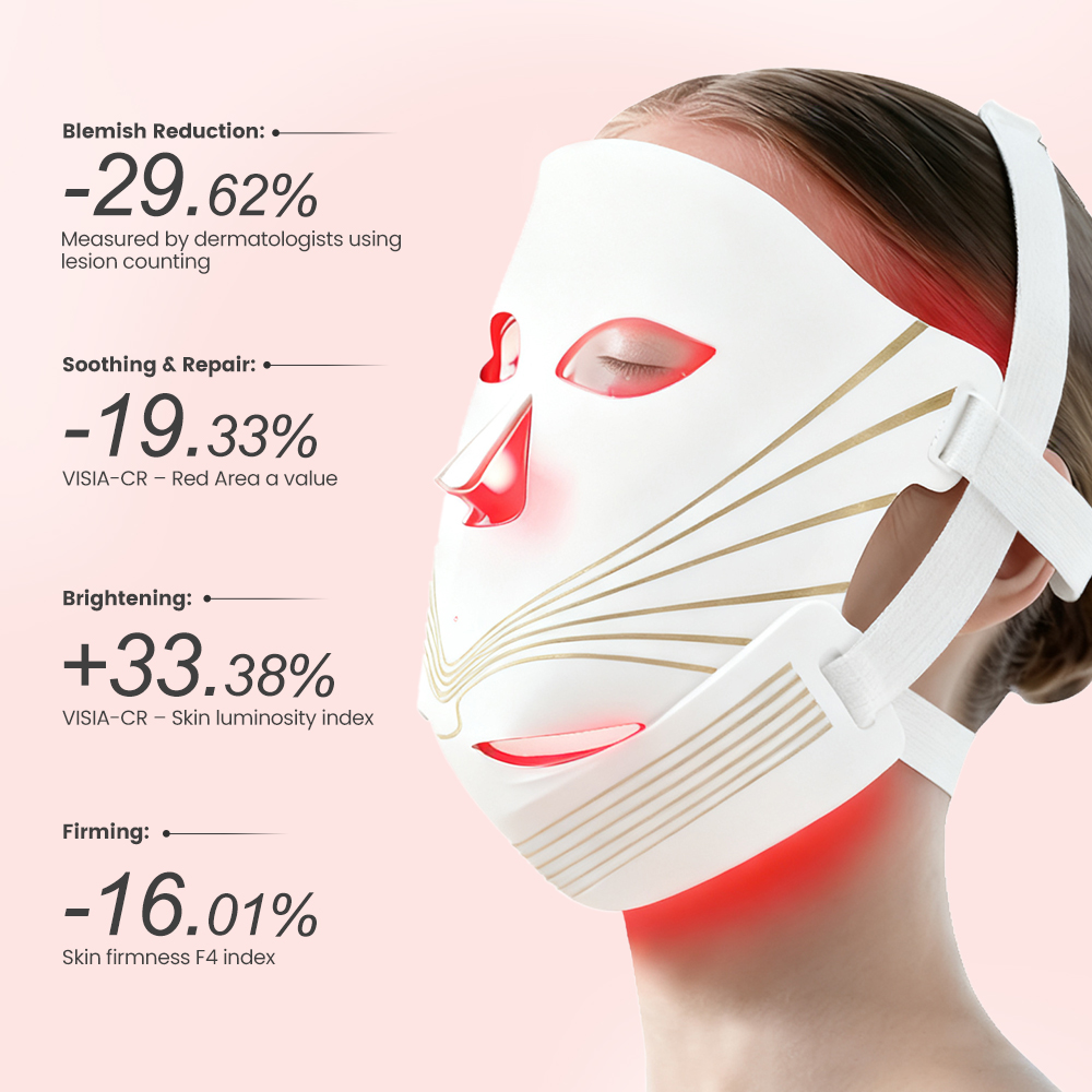 (Black)  Photon Skin Rejuvenation Therapy Face Mask and Neck Led Infrared Light Therapy Mask Silicone Facial Beauty Instrument Acne Mask With Neck Care
