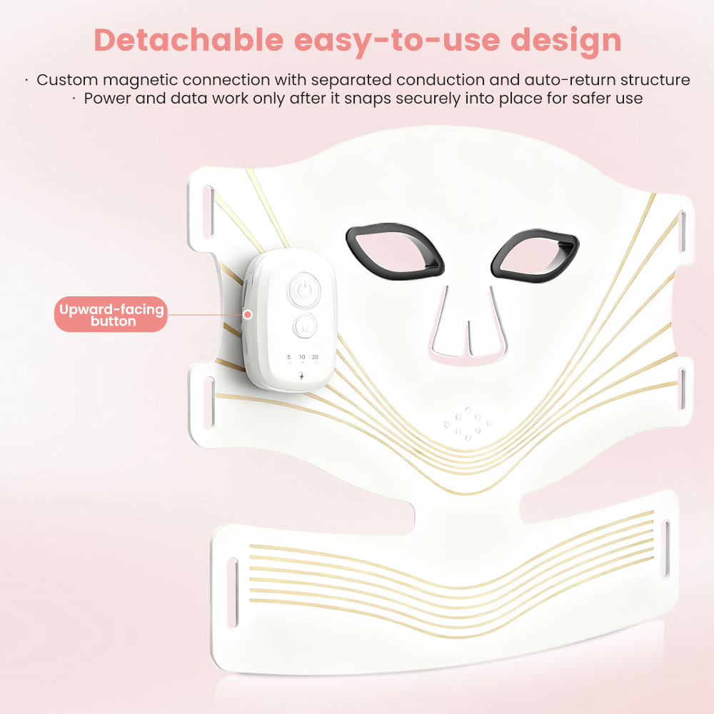 (Black)  Photon Skin Rejuvenation Therapy Face Mask and Neck Led Infrared Light Therapy Mask Silicone Facial Beauty Instrument Acne Mask With Neck Care
