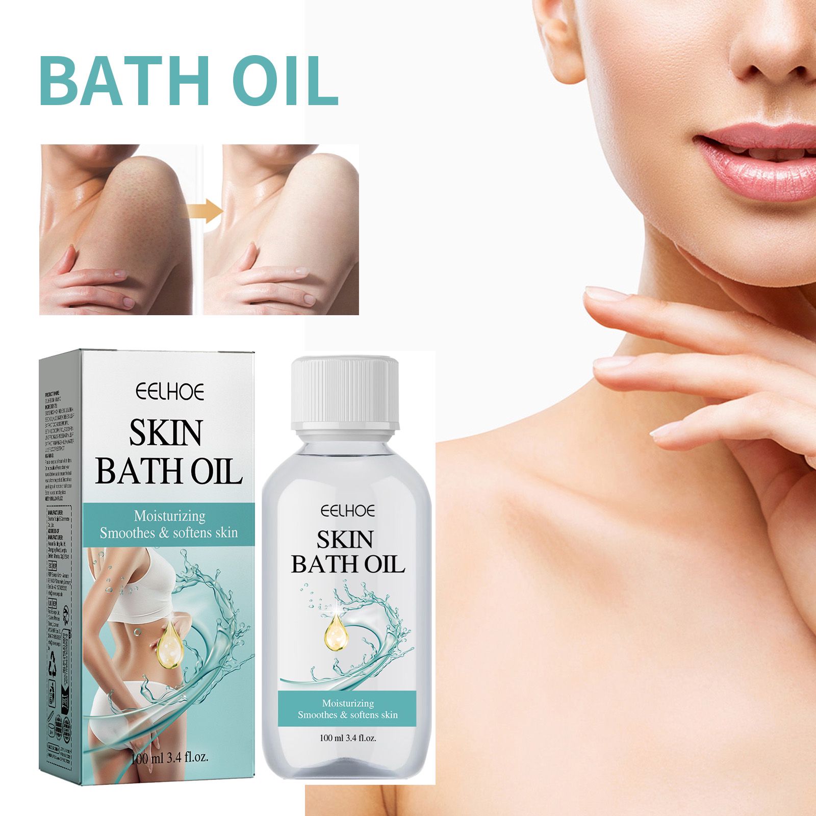 Body Bath Oil Cleansing Moisturizing Smoothing For Dry Skin Daily Shower Care 100ml