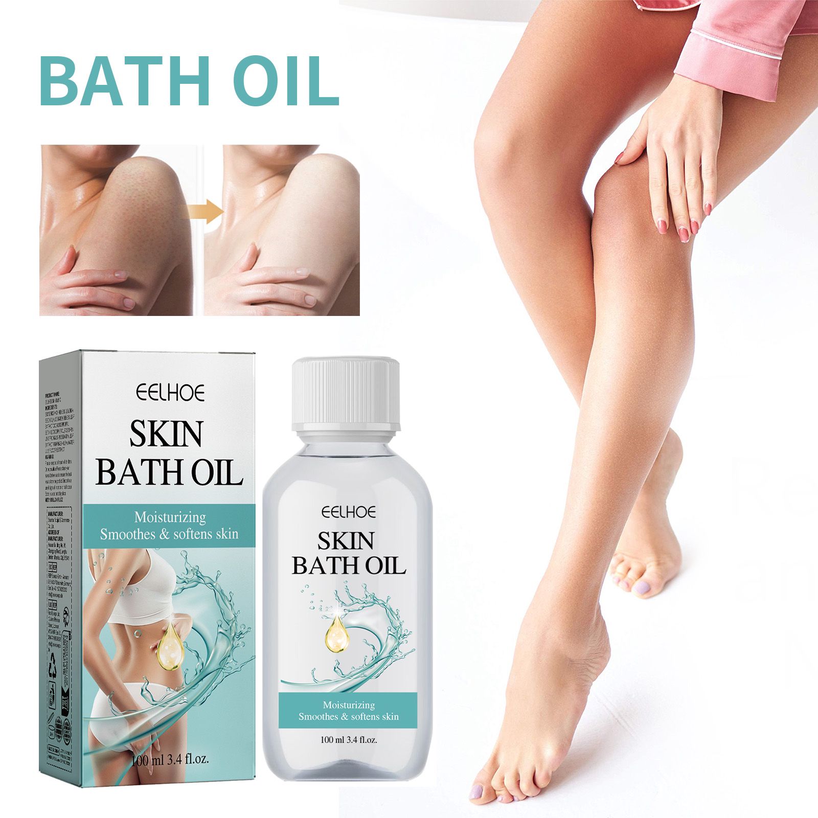 Body Bath Oil Cleansing Moisturizing Smoothing For Dry Skin Daily Shower Care 100ml