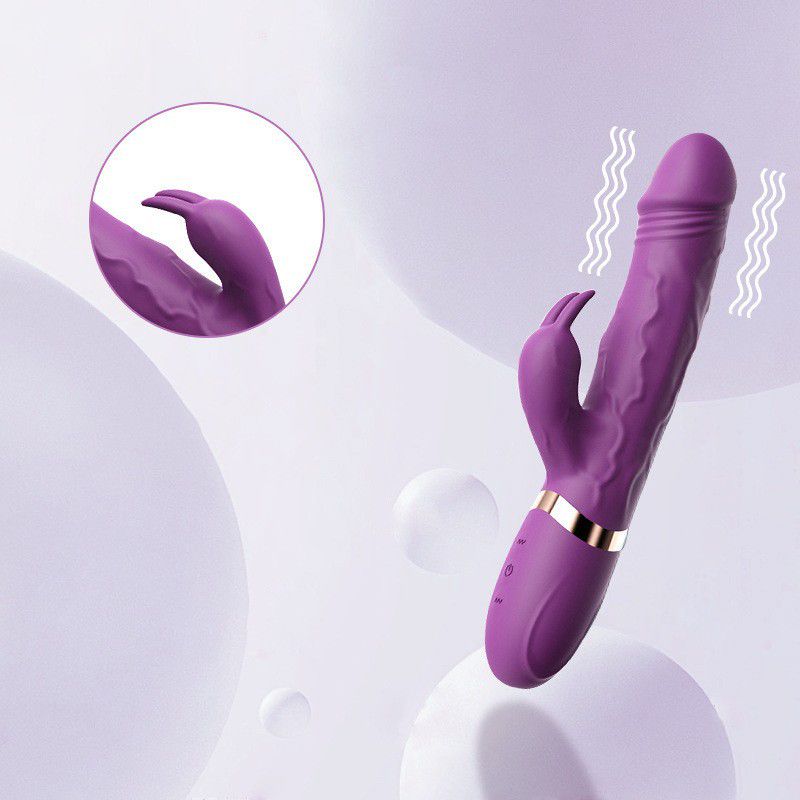 (Purple) Female Adult Sex Toy Wand Vibrators Realistic Dildo Massager Double Head Rabbit Masturbation Vibrating Wand Stimulation Quiet Strong Vibration 
