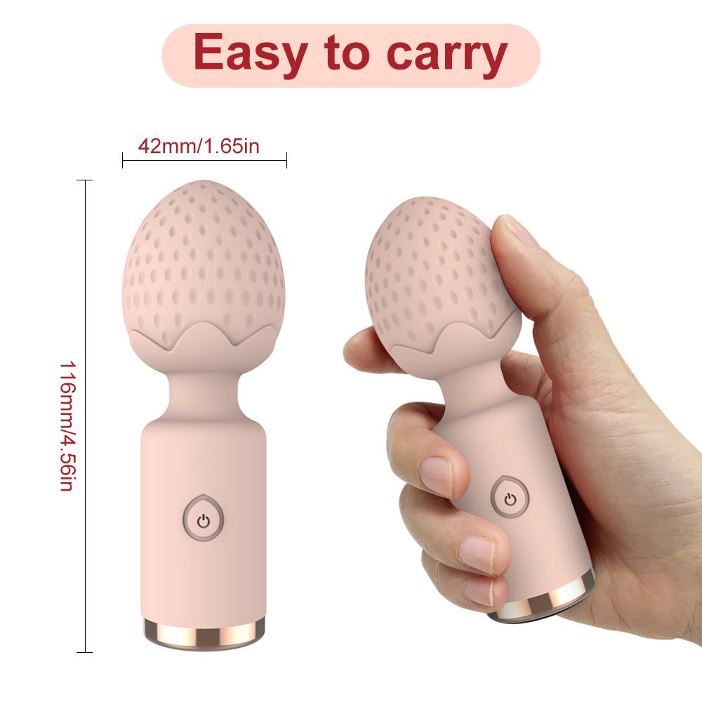 AV Wand Mini Vibrating Massage Wand Women Vibrators Flirting Stimulation Vibrating Masturbator Adult Sex Toy Strawberry Style