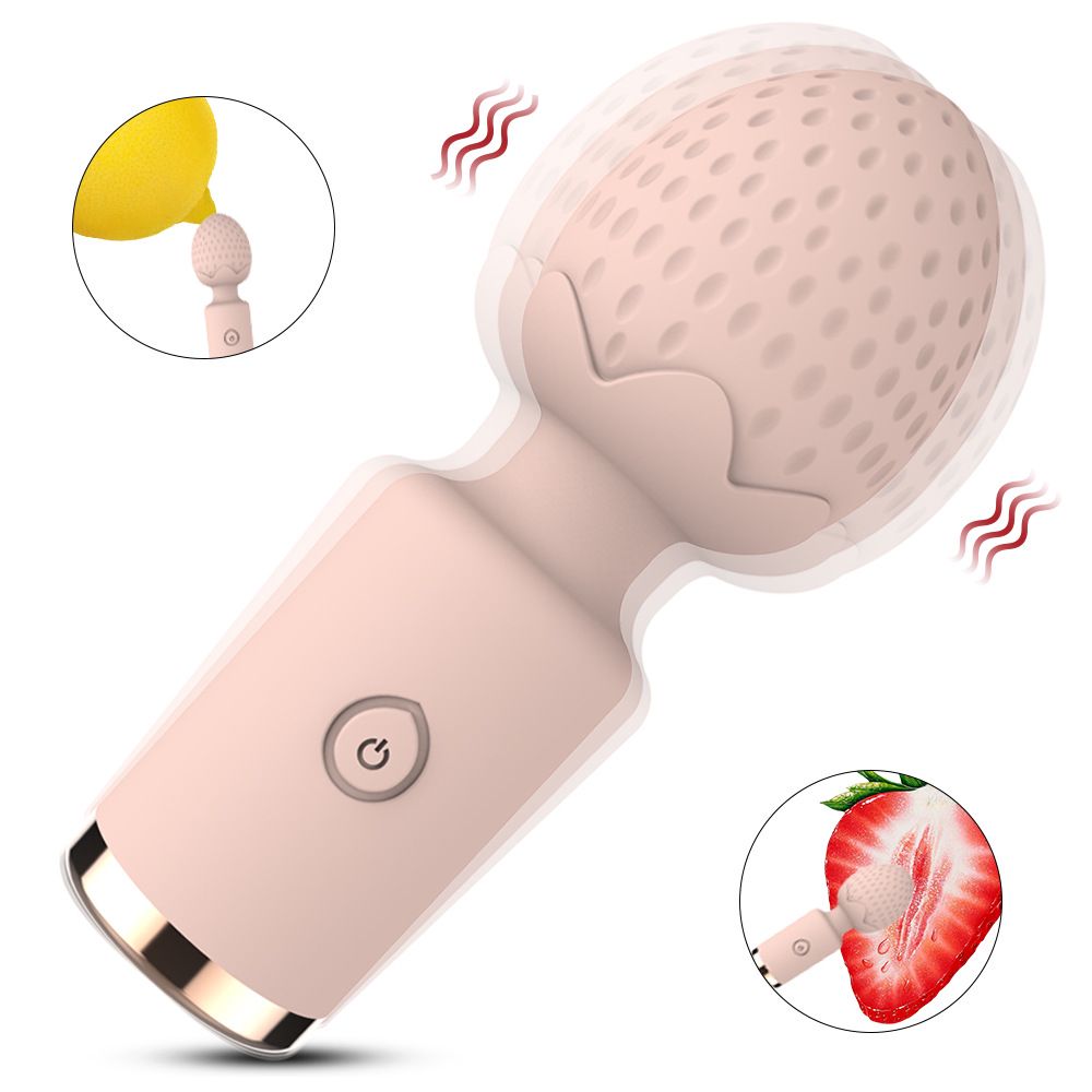 AV Wand Mini Vibrating Massage Wand Women Vibrators Flirting Stimulation Vibrating Masturbator Adult Sex Toy Strawberry Style