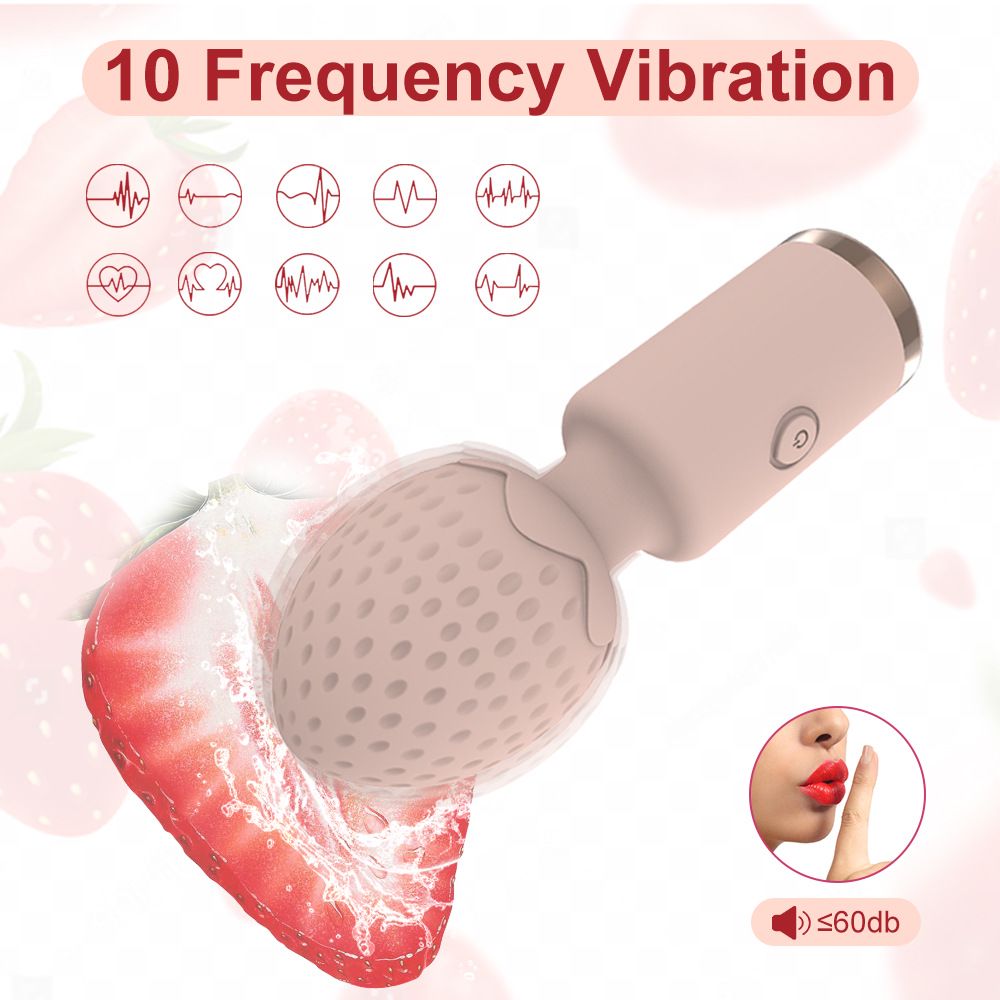 AV Wand Mini Vibrating Massage Wand Women Vibrators Flirting Stimulation Vibrating Masturbator Adult Sex Toy Strawberry Style