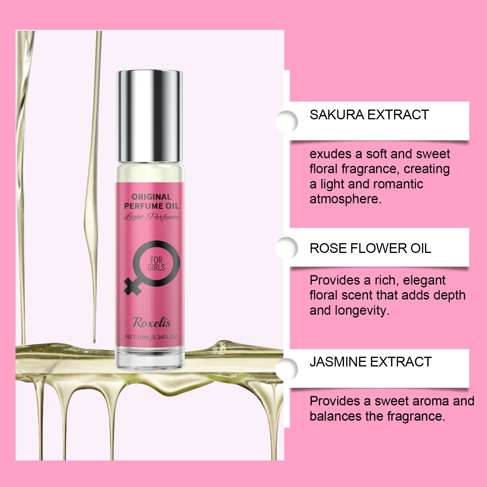 Women Floral Roll On Perfume Jasmine Fresh Long Lasting Portable For Daily Wear And Dates