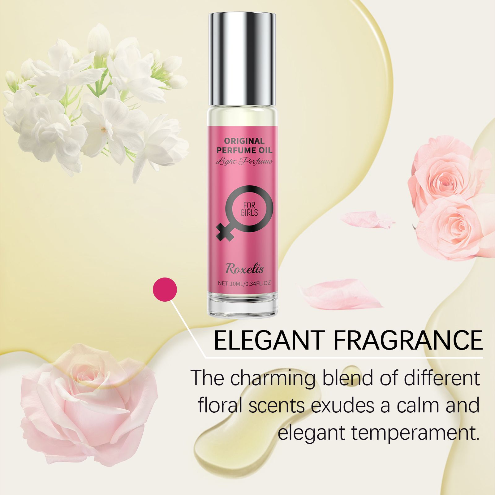 Women Floral Roll On Perfume Jasmine Fresh Long Lasting Portable For Daily Wear And Dates
