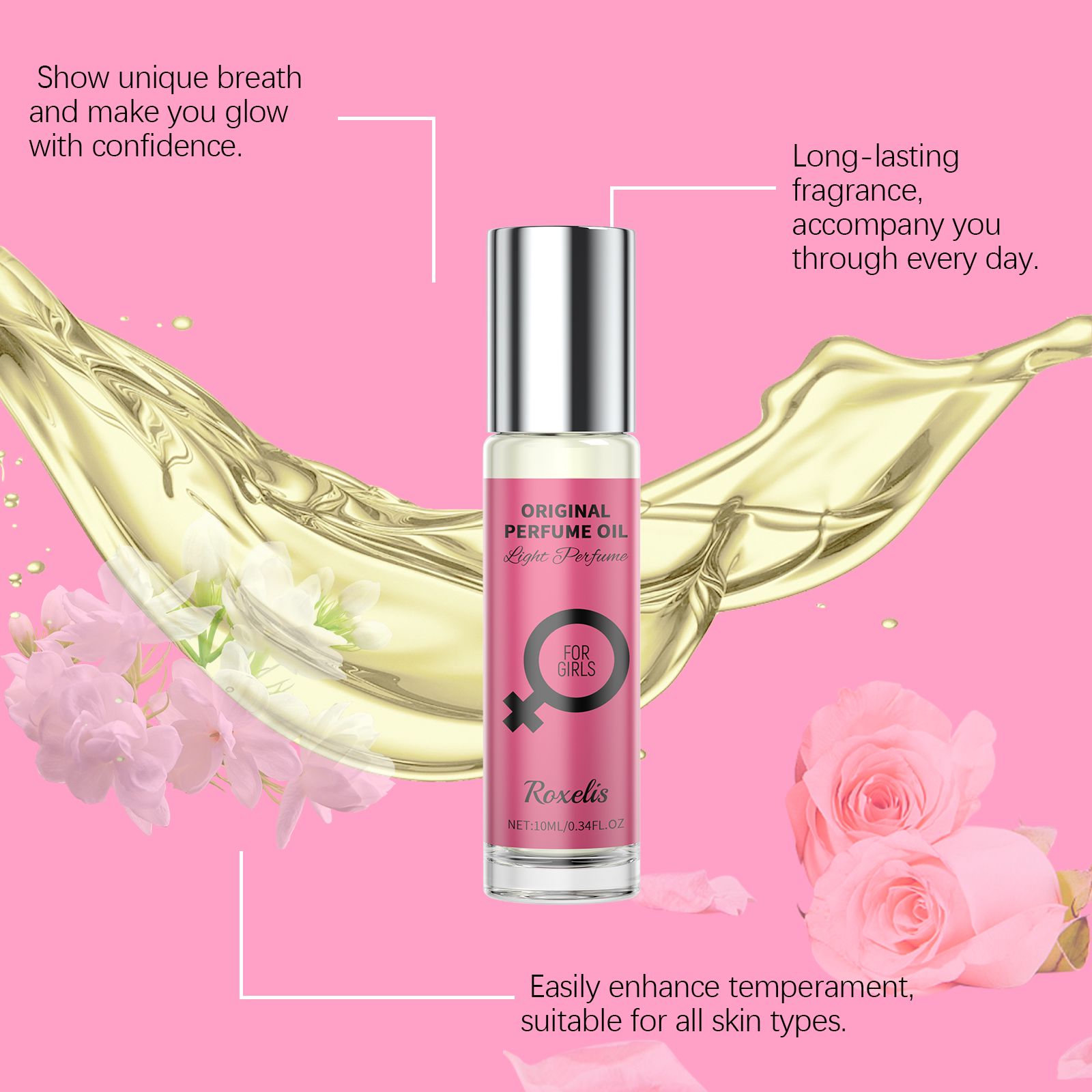 Women Floral Roll On Perfume Jasmine Fresh Long Lasting Portable For Daily Wear And Dates