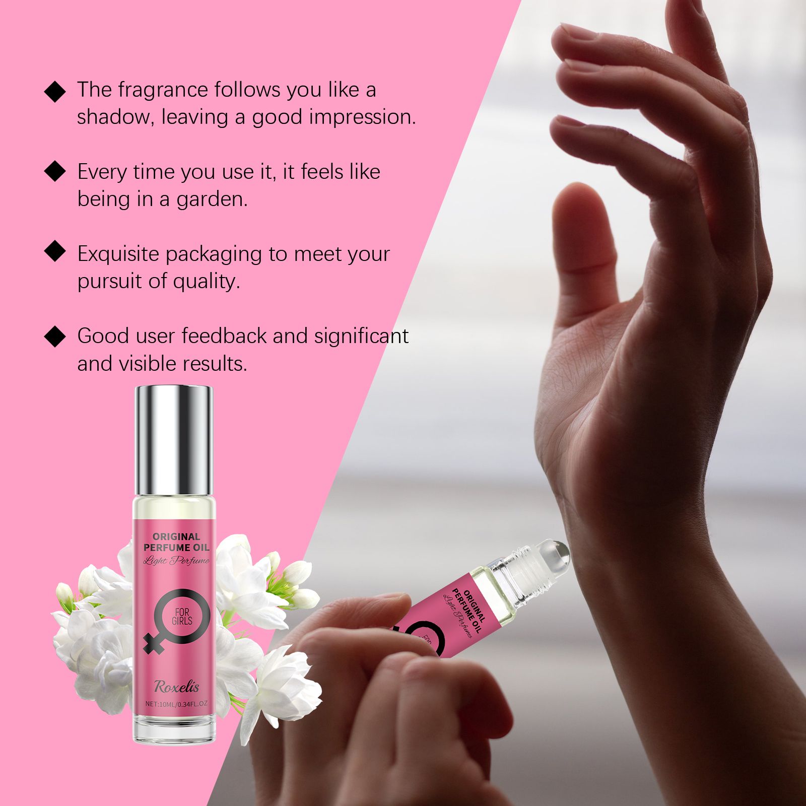 Women Floral Roll On Perfume Jasmine Fresh Long Lasting Portable For Daily Wear And Dates
