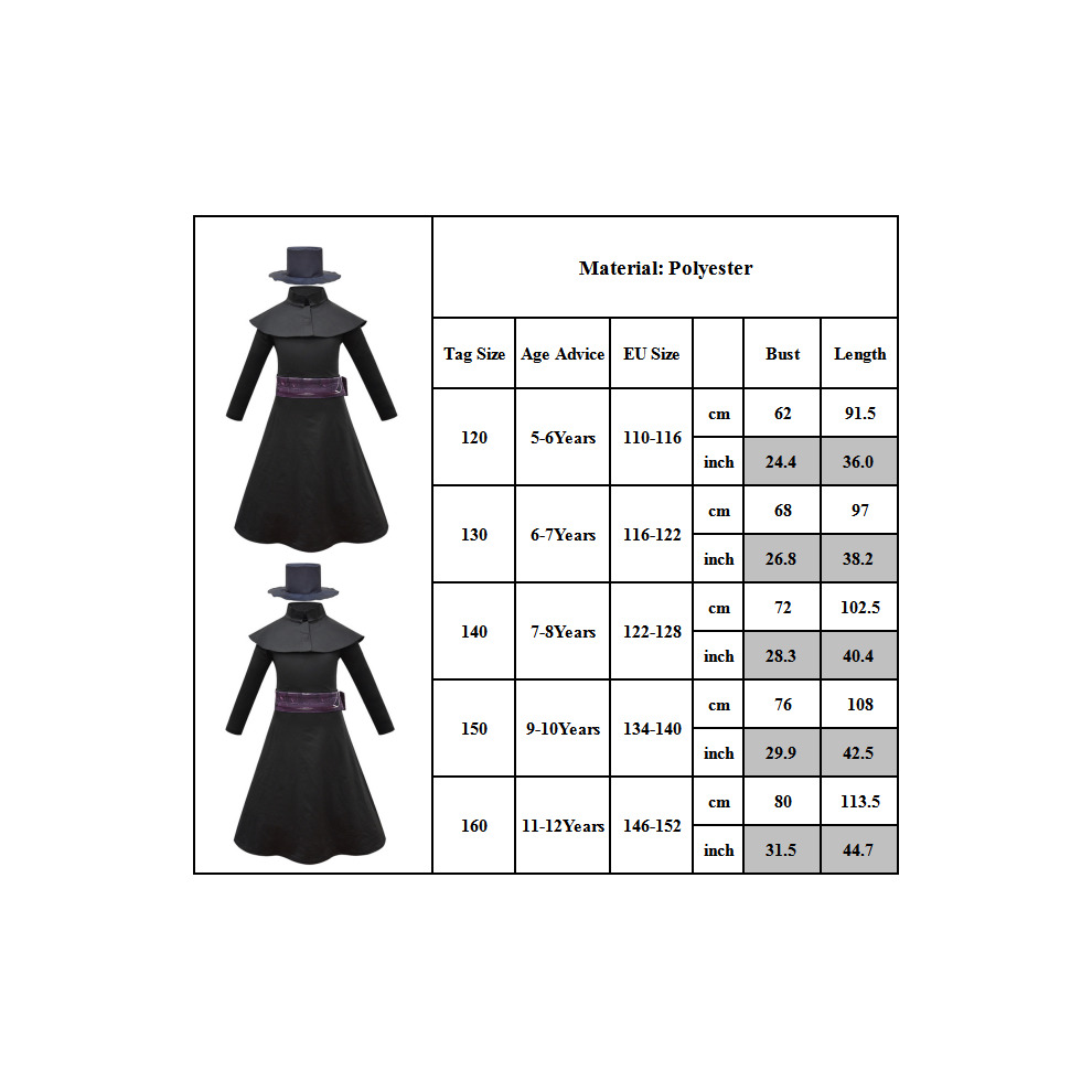 (Black, 11-12Years) Kids Plague Doctor Mask Gloves Hat Halloween Cosplay Costume Fancy D
