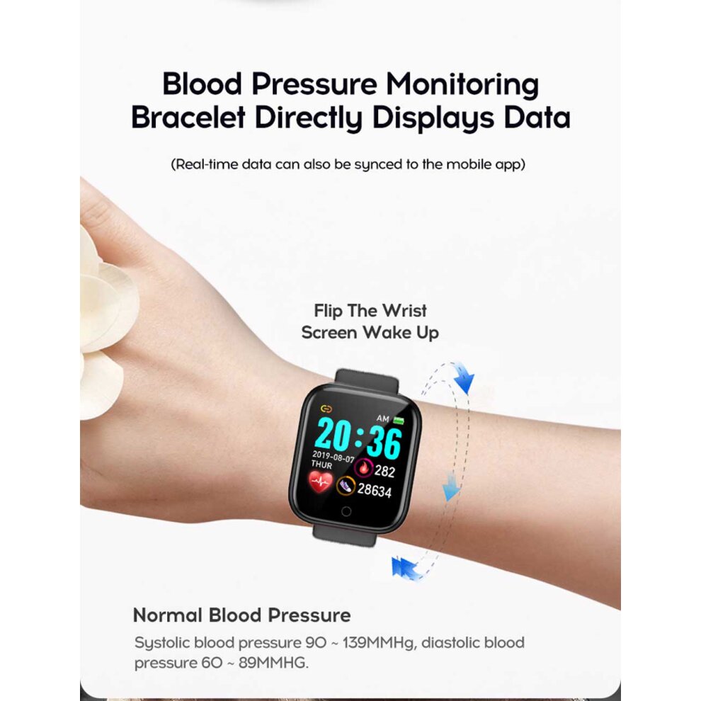 (Pink) Pro Bluetooth Smart Watch Men Women Y68 Blood Pressure Heart Rate Monitor Sport S