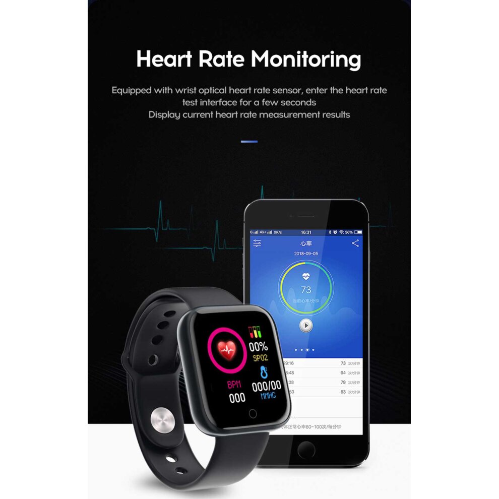 (Pink) Pro Bluetooth Smart Watch Men Women Y68 Blood Pressure Heart Rate Monitor Sport S