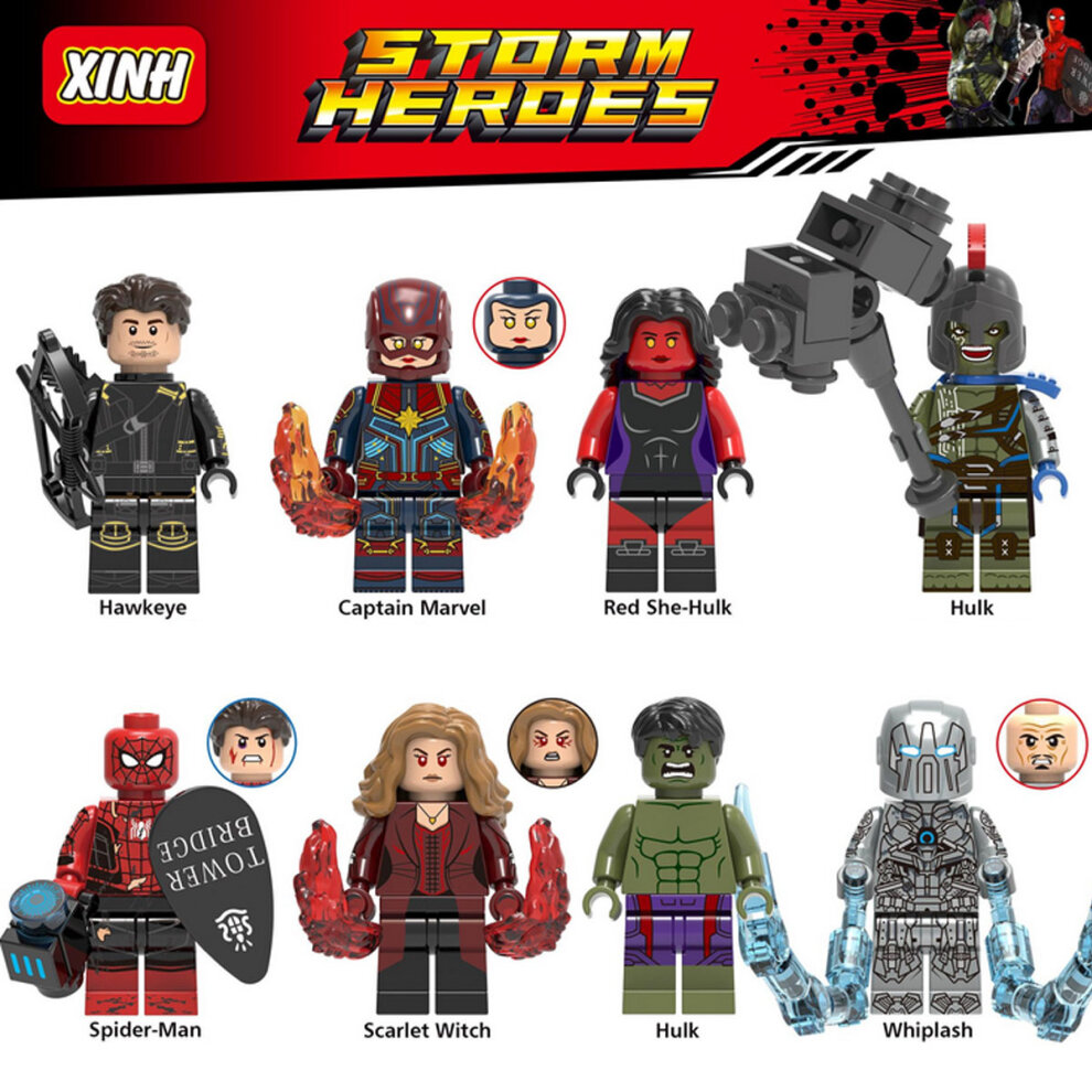 8PCS Superheroes Hulk Superman Mini figures Building Block Toy XMAS