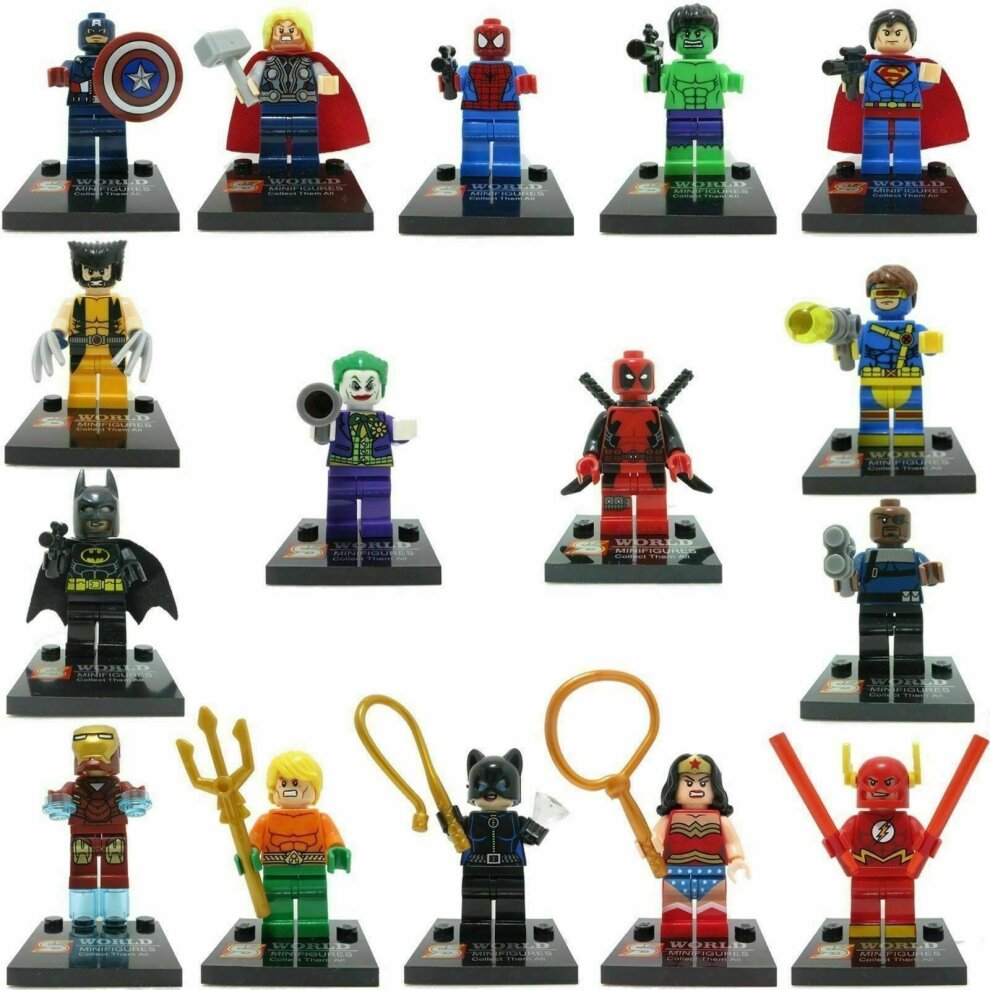 Marvel Avengers Mini Figures 16Pcs Super Heroes Assemble Building Blocks Kits for Christmas Stocking Stuffers Children Kids Birthday Xmas Gifts Movie Character Fans Collectibles Ecucational Bricks Accessory