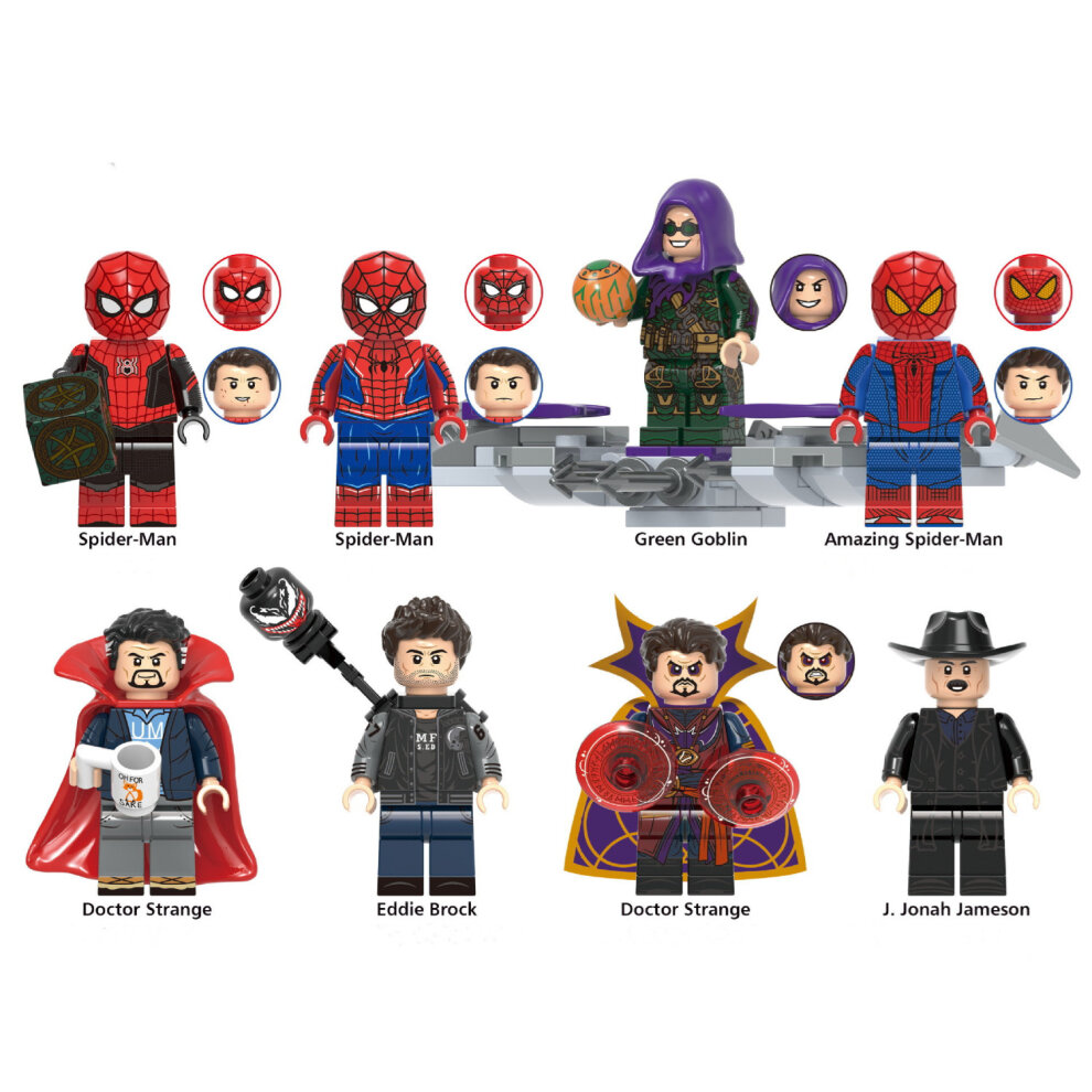 Building Block Minifigures ToysSpider Man Green devil Dr Strange Fit Lego 8PCS