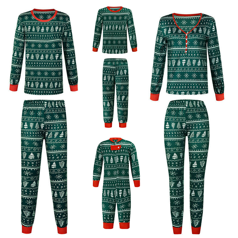 (Baby 3M) 2023 New Christmas Mom Daughter Dad Son Matching Outfit Santa Tree Print Pajamas Set Casual Loose Sleepwear Xmas Family Look Pjs