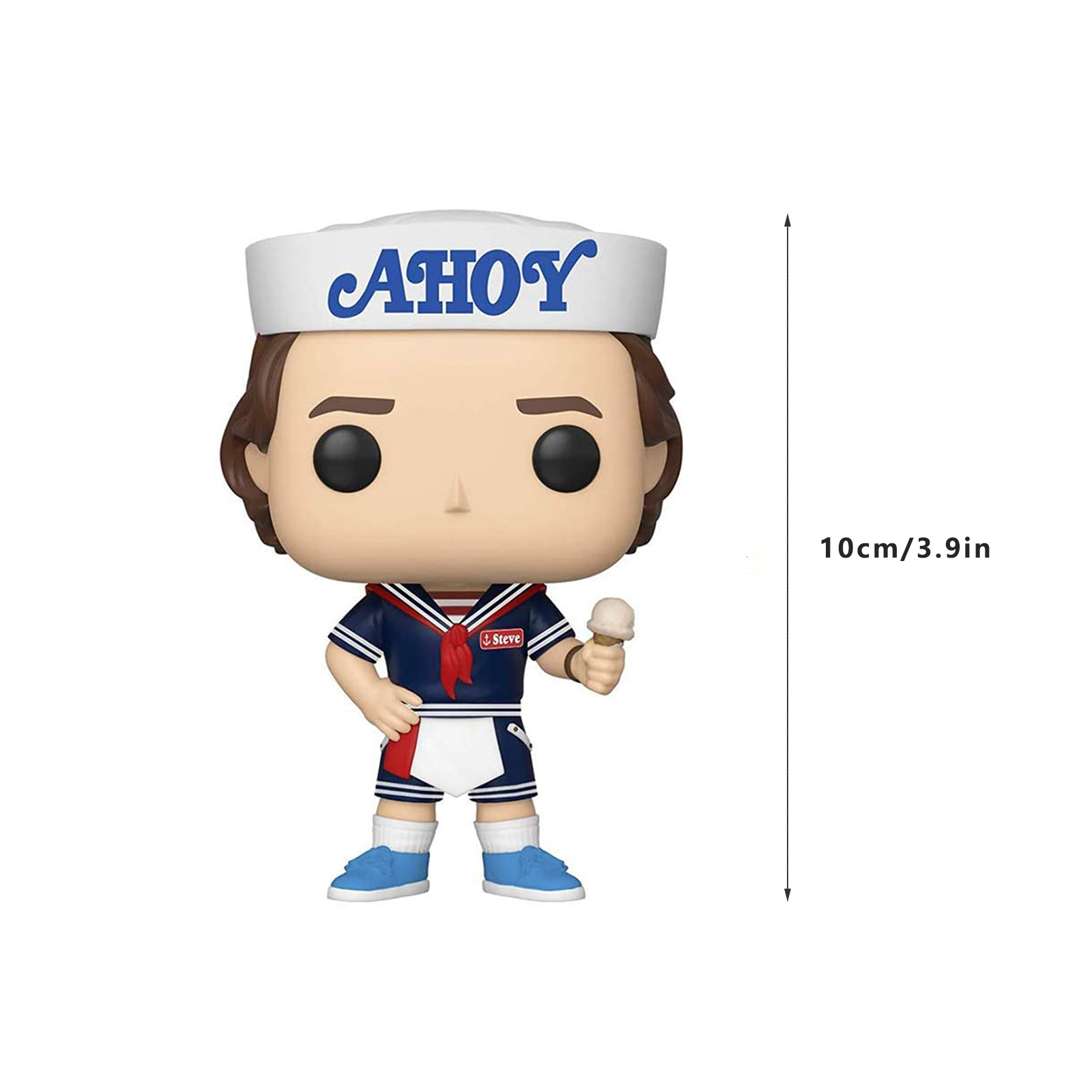 Stranger Things Action Figure Toy Funko Pop Movie TV Character Steve with Hat and Ice Cream Vinyl Dolls Toy PVC Model Collection Decoration Gifts for Children Multicolored