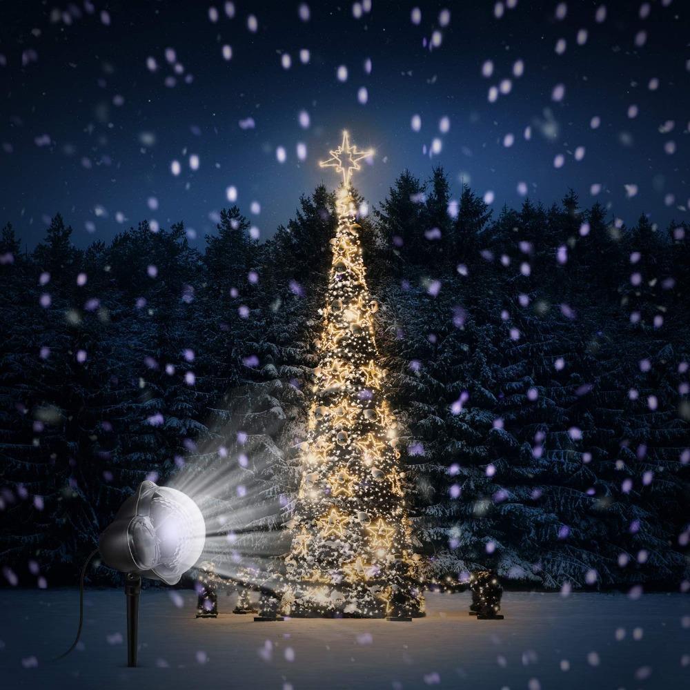Christmas Projector Light LED Snowfall Light Rotating White Snowflake Waterproof with Wireless Remote Outdoor Indoor Use Holiday Xmas Halloween Party Wedding Patio Garden Decoration
