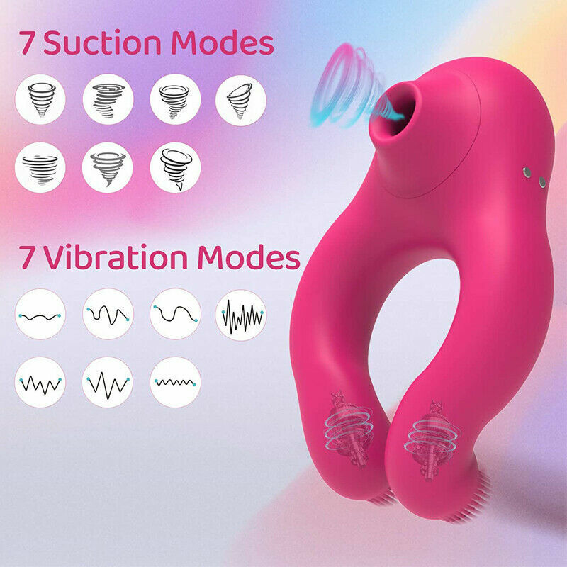 Penis Cock Ring Clit Sucking Vibrator G-spot Dildo Massager USB Charging 7 Suction Modes+7 Vibration Discreet Box Sex Toys For Men Couple Women Pleasure